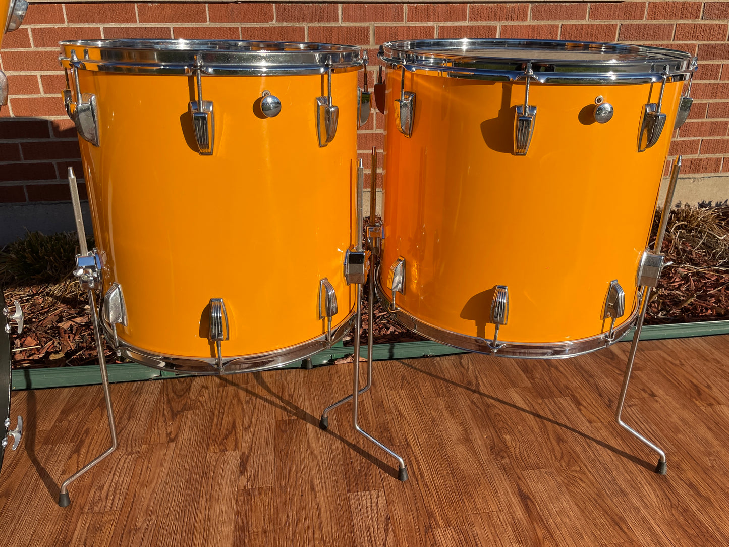 Rare 1970s Ludwig Drum Set Yellow Cortex 24/13/14/16/18
