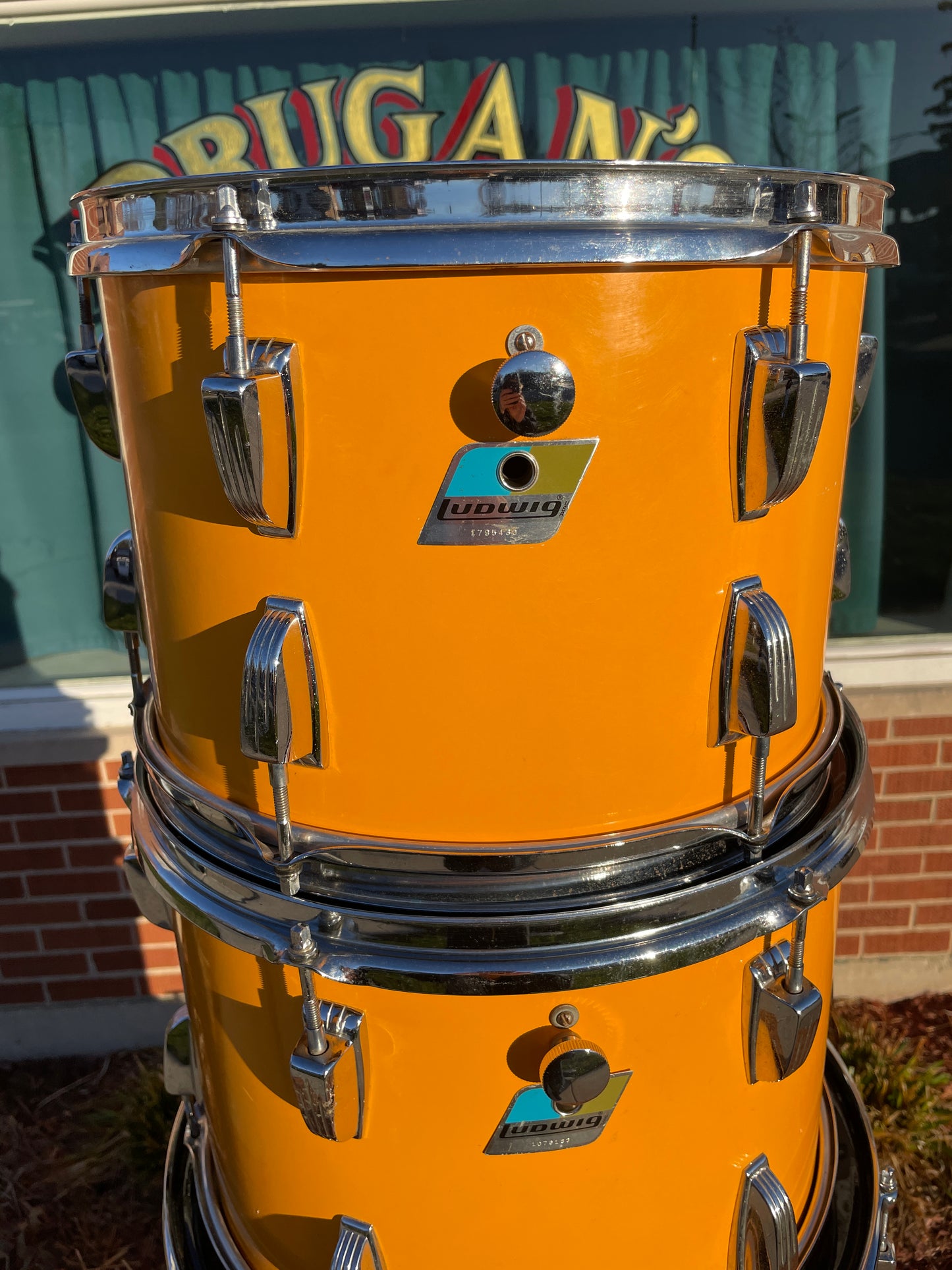 Rare 1970s Ludwig Drum Set Yellow Cortex 24/13/14/16/18