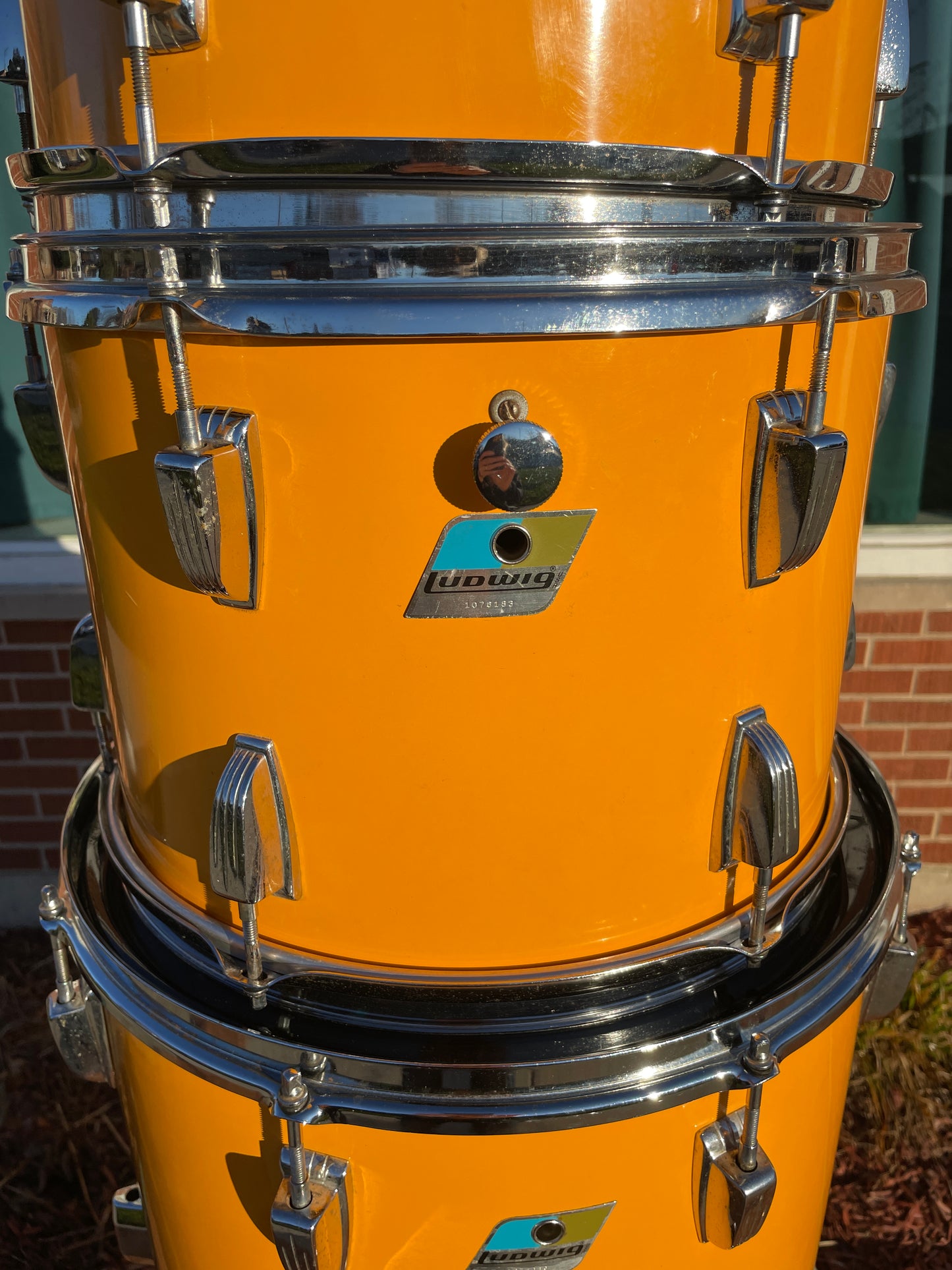 Rare 1970s Ludwig Drum Set Yellow Cortex 24/13/14/16/18