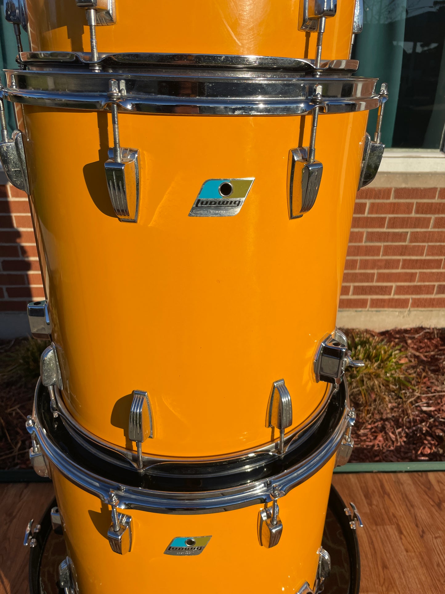 Rare 1970s Ludwig Drum Set Yellow Cortex 24/13/14/16/18