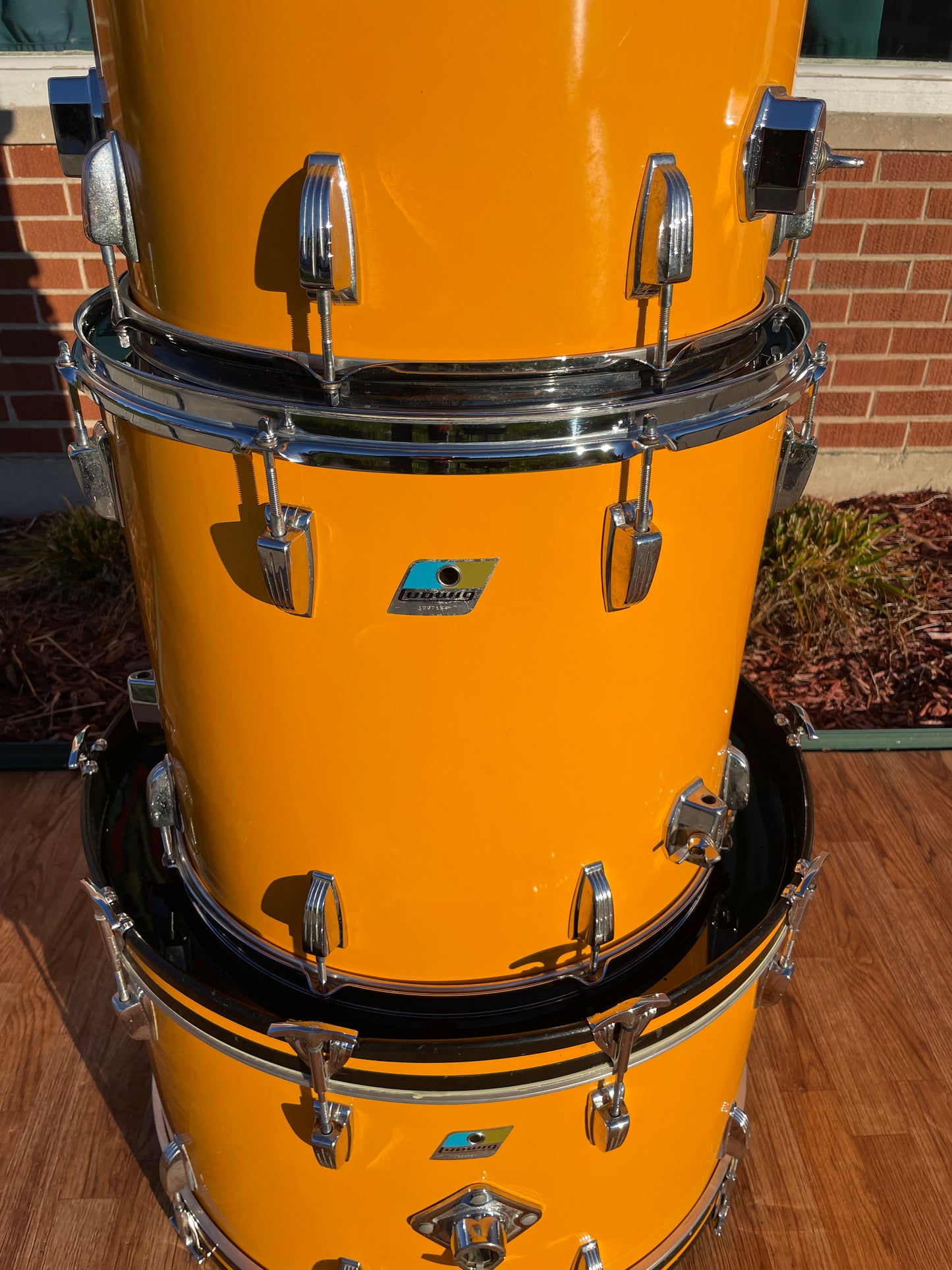 Rare 1970s Ludwig Drum Set Yellow Cortex 24/13/14/16/18