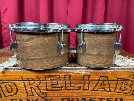 1970s Ludwig 6" & 8" Tunable Bongo Project Walnut Cortex No. 2358P