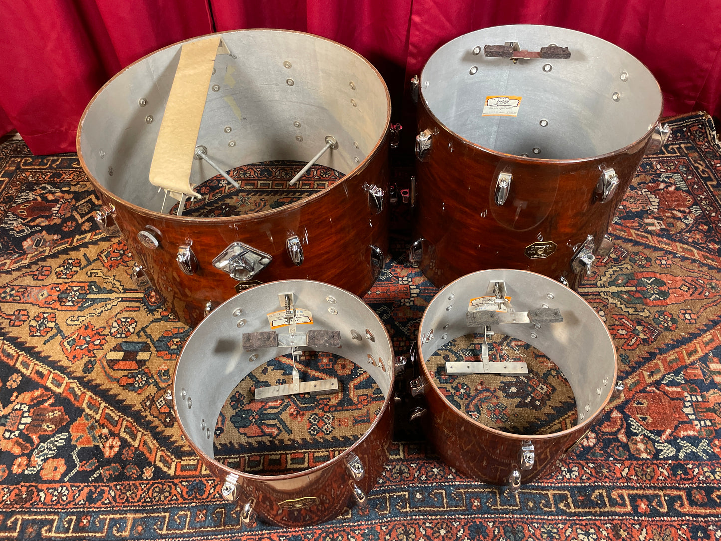 1970s Gretsch Stop Sign Badge Drum Set Mahogany Lacquer 22/12/13/16