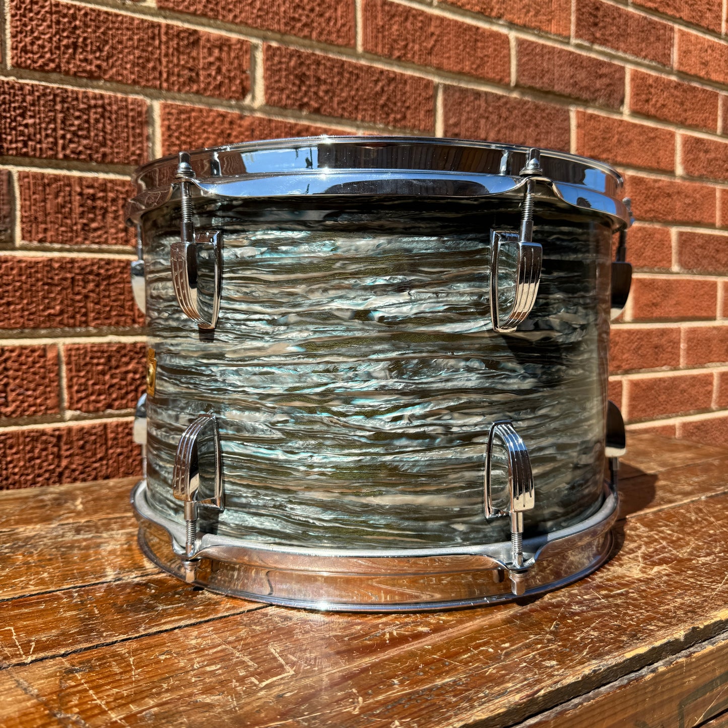Early 1960s Ludwig 8x12 Tom Drum Oyster Blue Pearl Pre-Serial