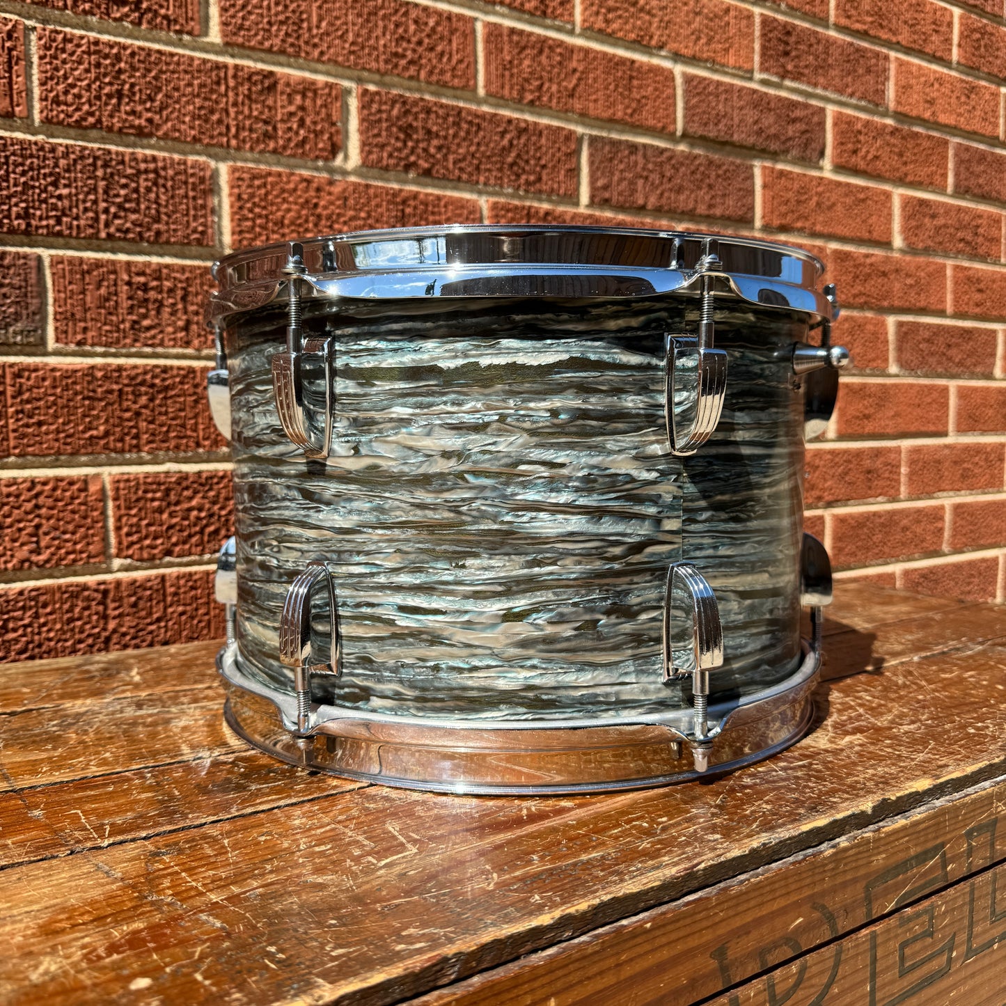 Early 1960s Ludwig 8x12 Tom Drum Oyster Blue Pearl Pre-Serial