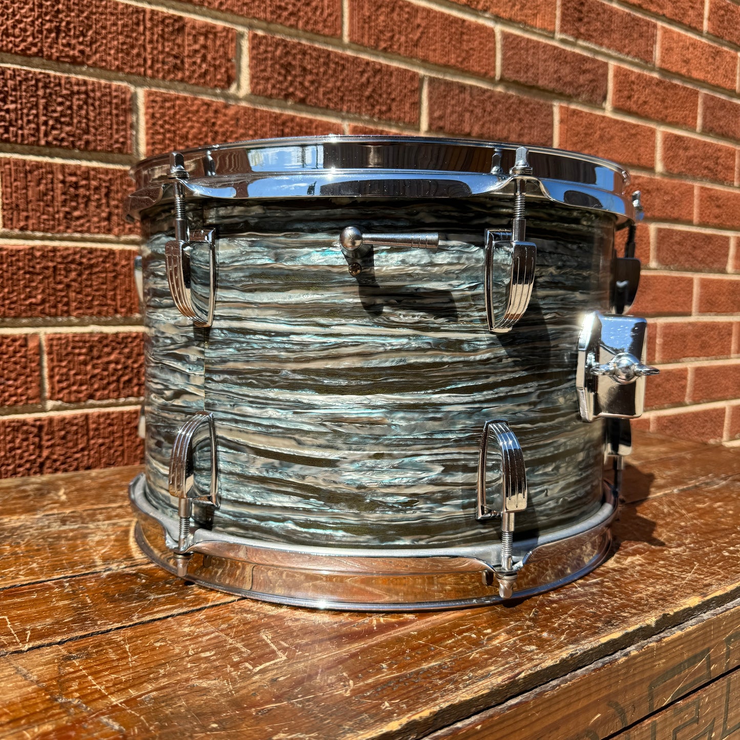 Early 1960s Ludwig 8x12 Tom Drum Oyster Blue Pearl Pre-Serial