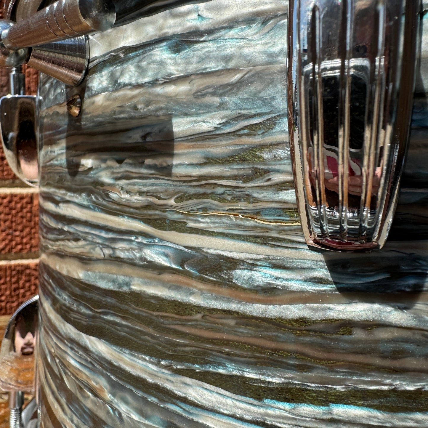 Early 1960s Ludwig 8x12 Tom Drum Oyster Blue Pearl Pre-Serial