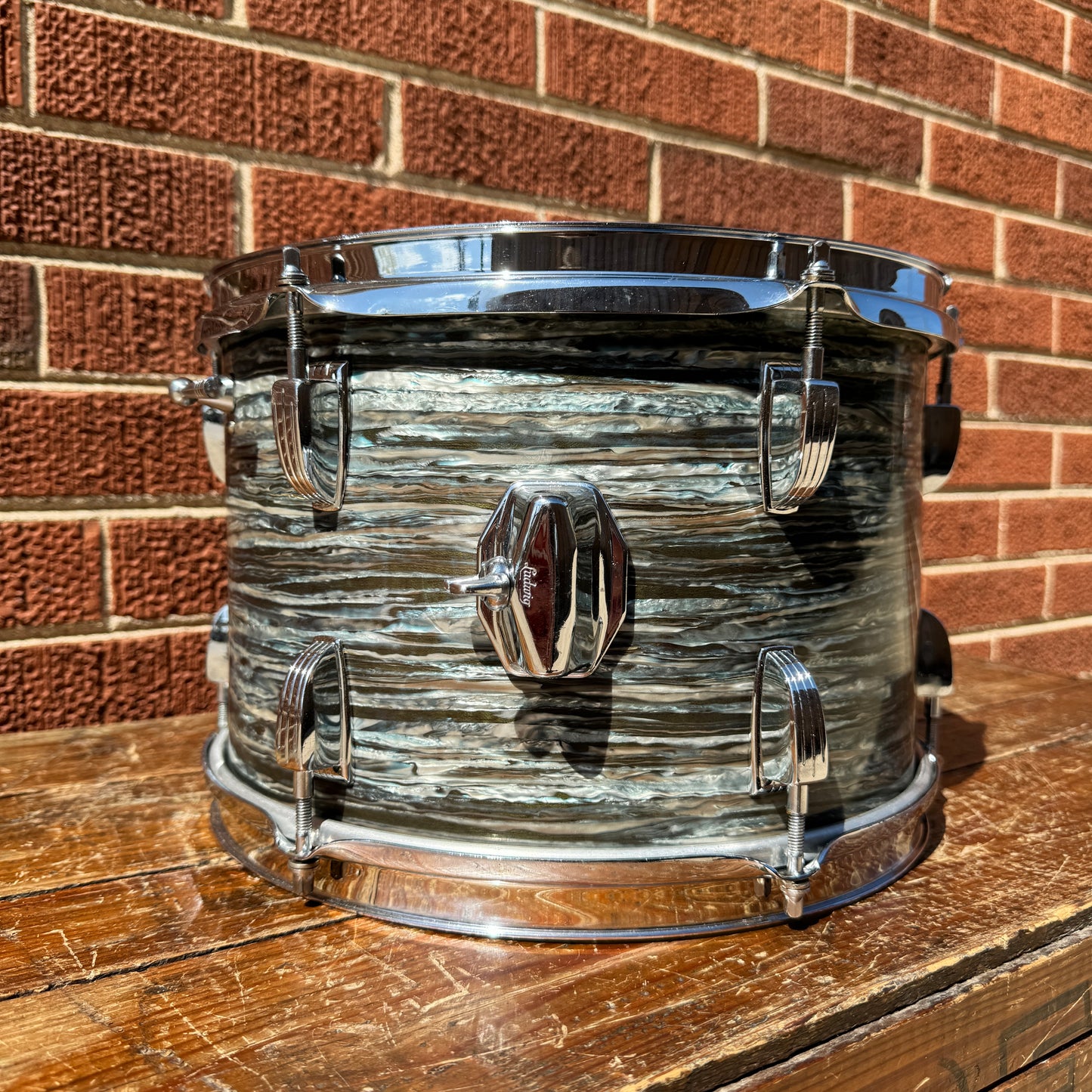 Early 1960s Ludwig 8x12 Tom Drum Oyster Blue Pearl Pre-Serial