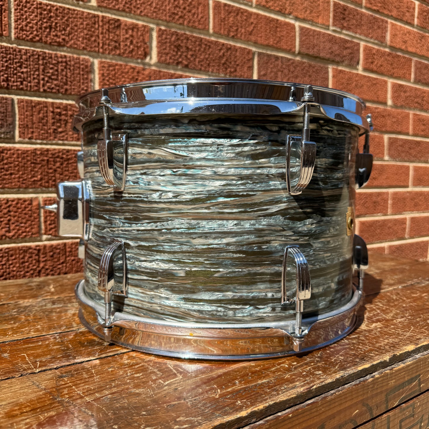 Early 1960s Ludwig 8x12 Tom Drum Oyster Blue Pearl Pre-Serial