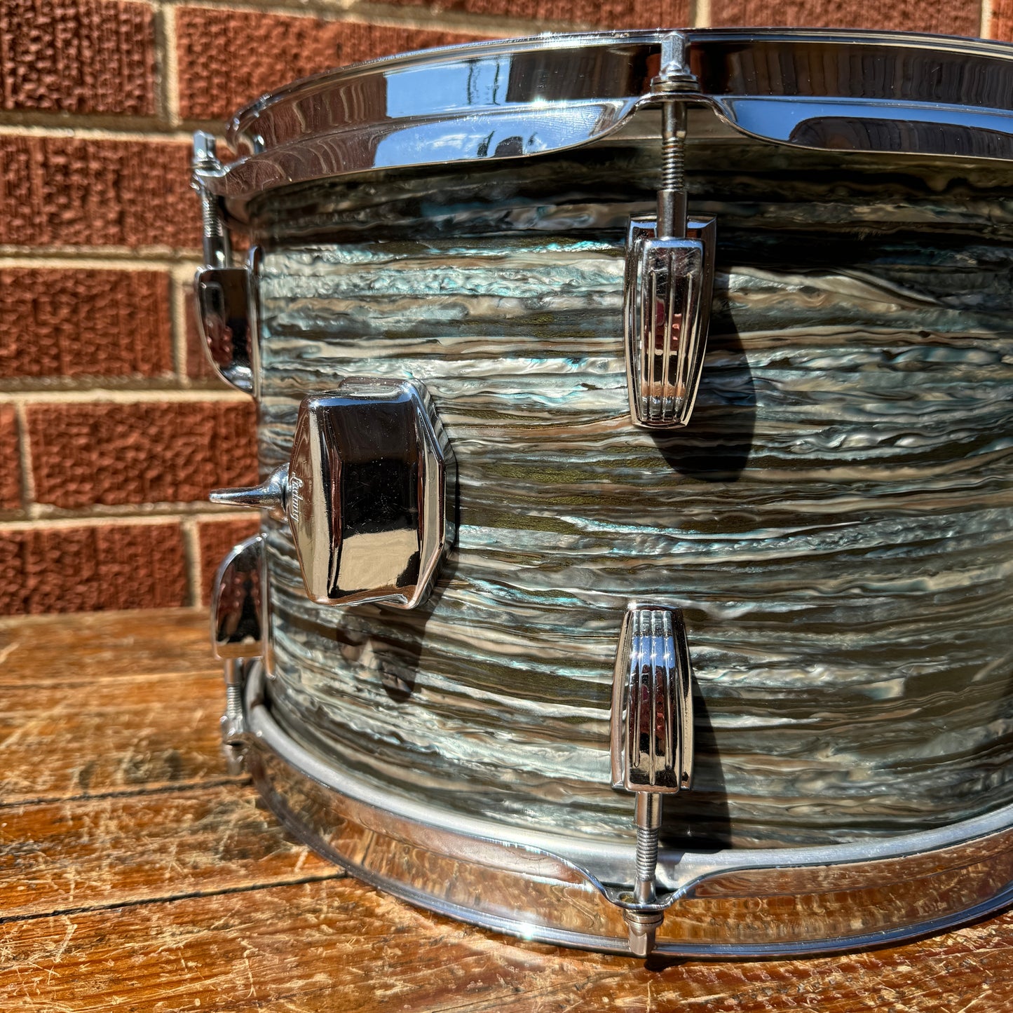Early 1960s Ludwig 8x12 Tom Drum Oyster Blue Pearl Pre-Serial