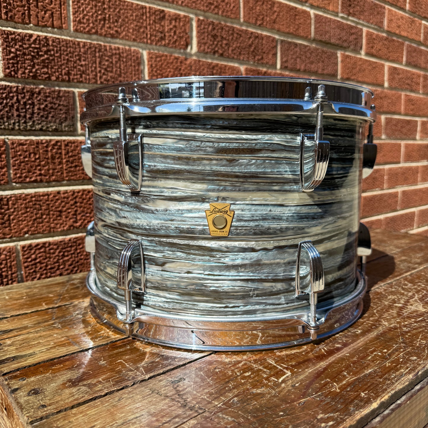 1960s Ludwig 8x12 Tom Drum Oyster Blue Pearl #2