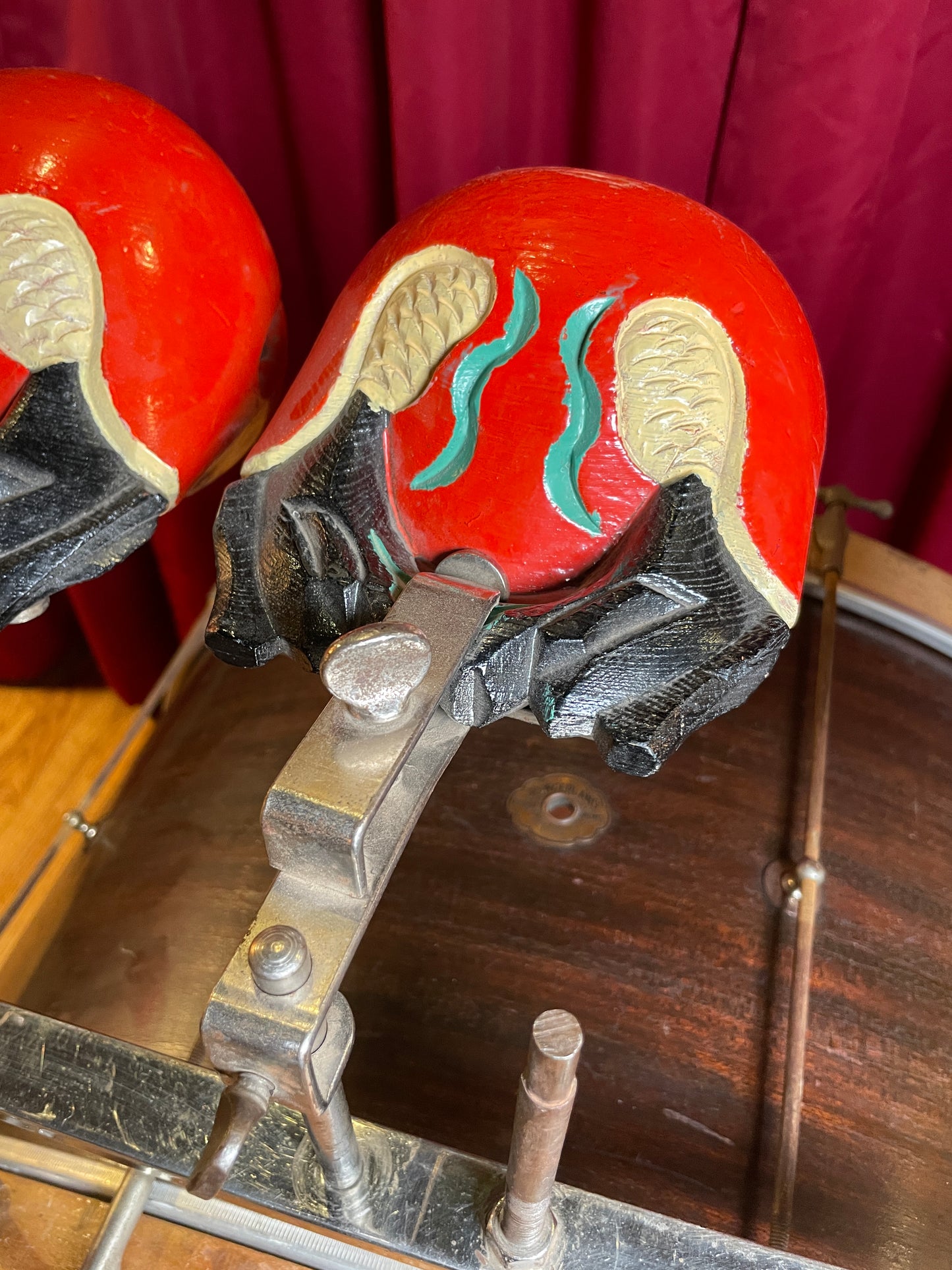 1920s-1930s Leedy / Ludwig Korean Temple Blocks Set of 3 w/ Mounts & Bar