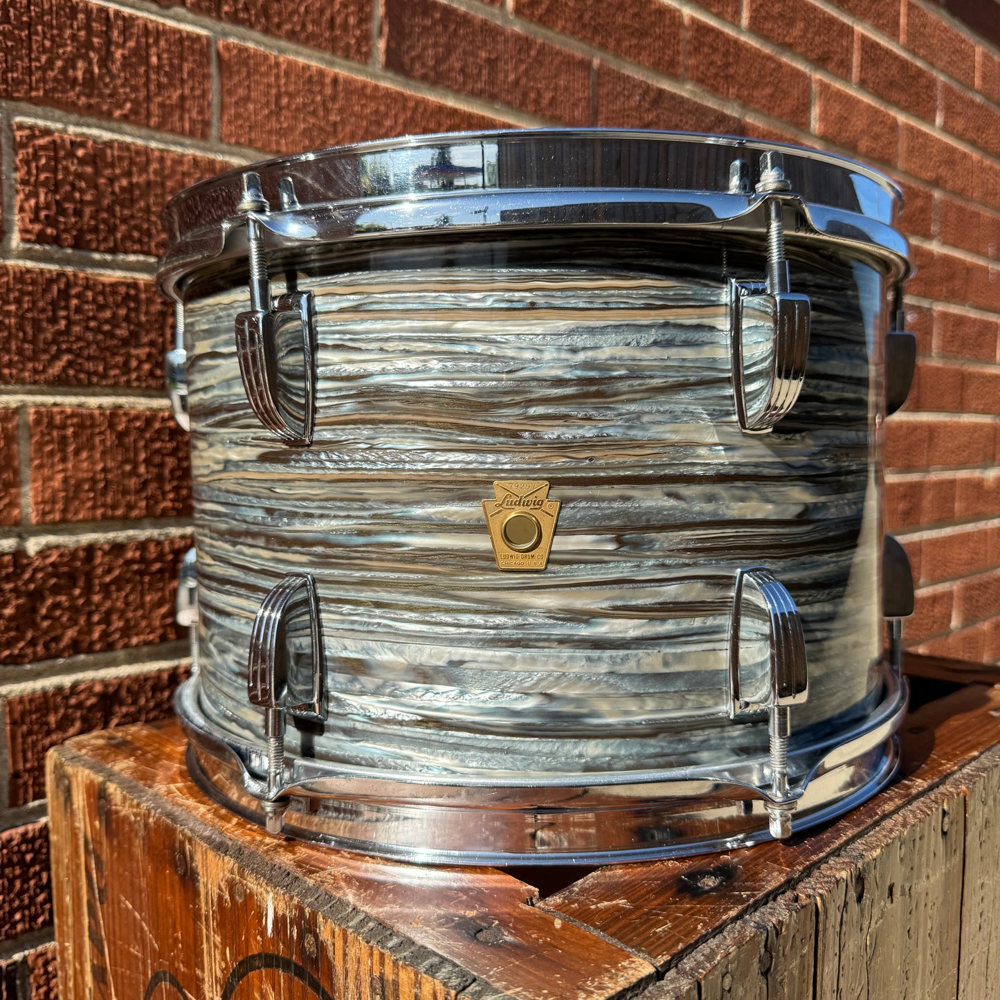 1960s Ludwig 8x12 Tom Drum Oyster Blue Pearl #1