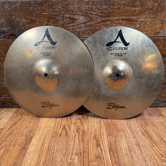 14" Zildjian A Custom 1990s Hi-Hat Cymbal Pair Brilliant 1046g/1216g *Video Demo*