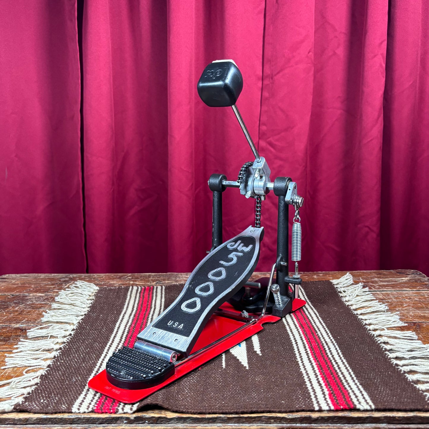 DW 5000CX Turbo Single Chain Bass Drum Pedal w/ Red Base Plate Drum Workshop
