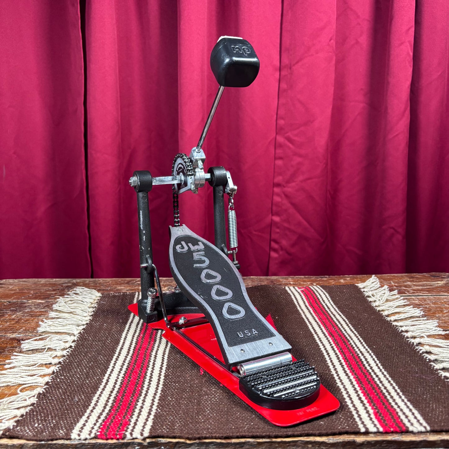 DW 5000CX Turbo Single Chain Bass Drum Pedal w/ Red Base Plate Drum Workshop