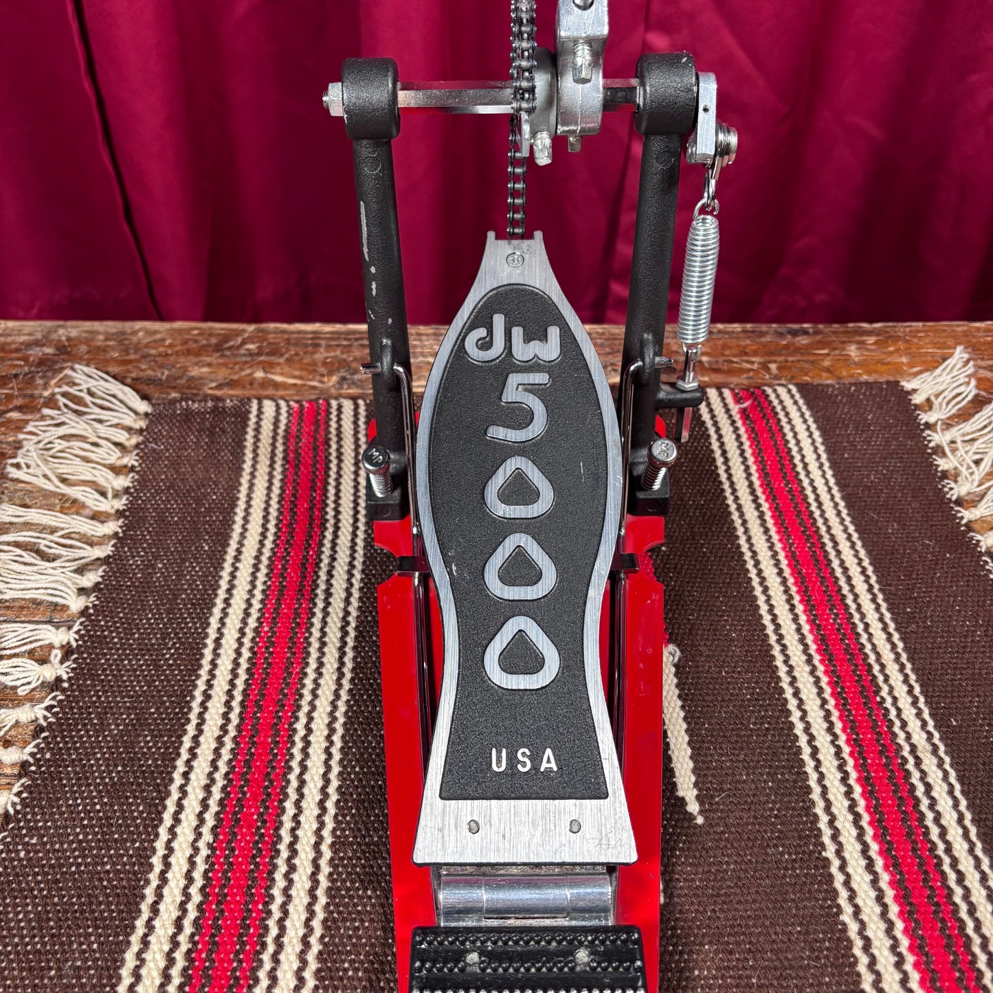 DW 5000CX Turbo Single Chain Bass Drum Pedal w/ Red Base Plate Drum Workshop
