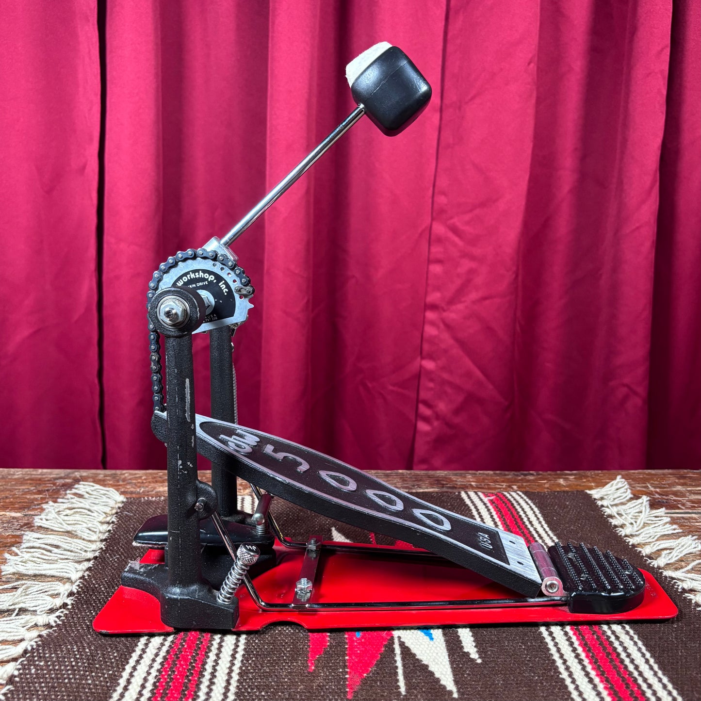 DW 5000CX Turbo Single Chain Bass Drum Pedal w/ Red Base Plate Drum Workshop