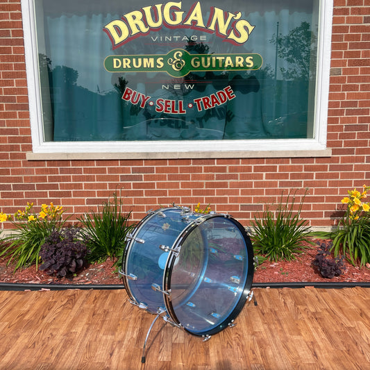 1970s Ludwig 14x24 Blue Vistalite Bass Drum