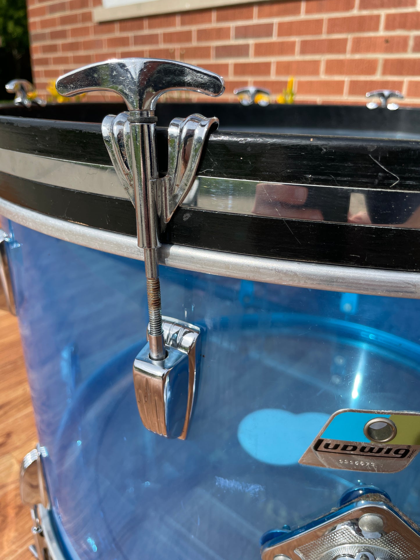 1970s Ludwig 14x24 Blue Vistalite Bass Drum