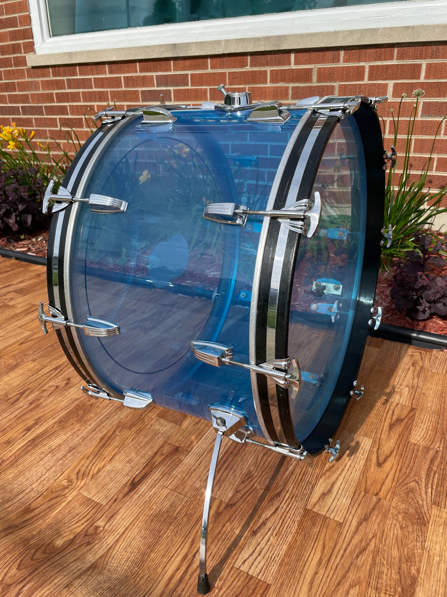 1970s Ludwig 14x24 Blue Vistalite Bass Drum