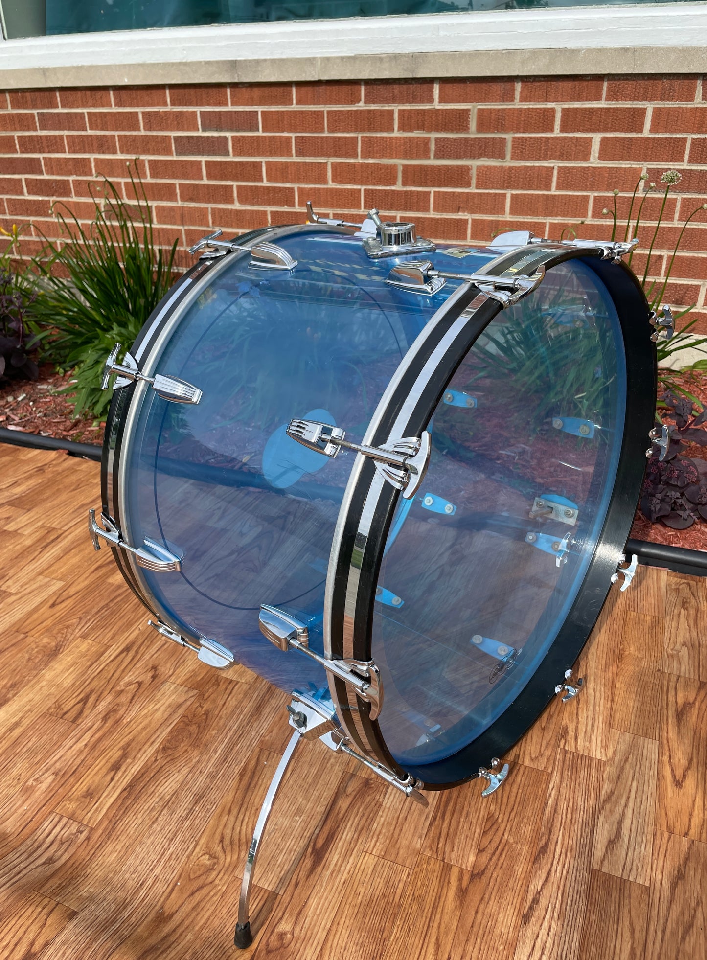 1970s Ludwig 14x24 Blue Vistalite Bass Drum