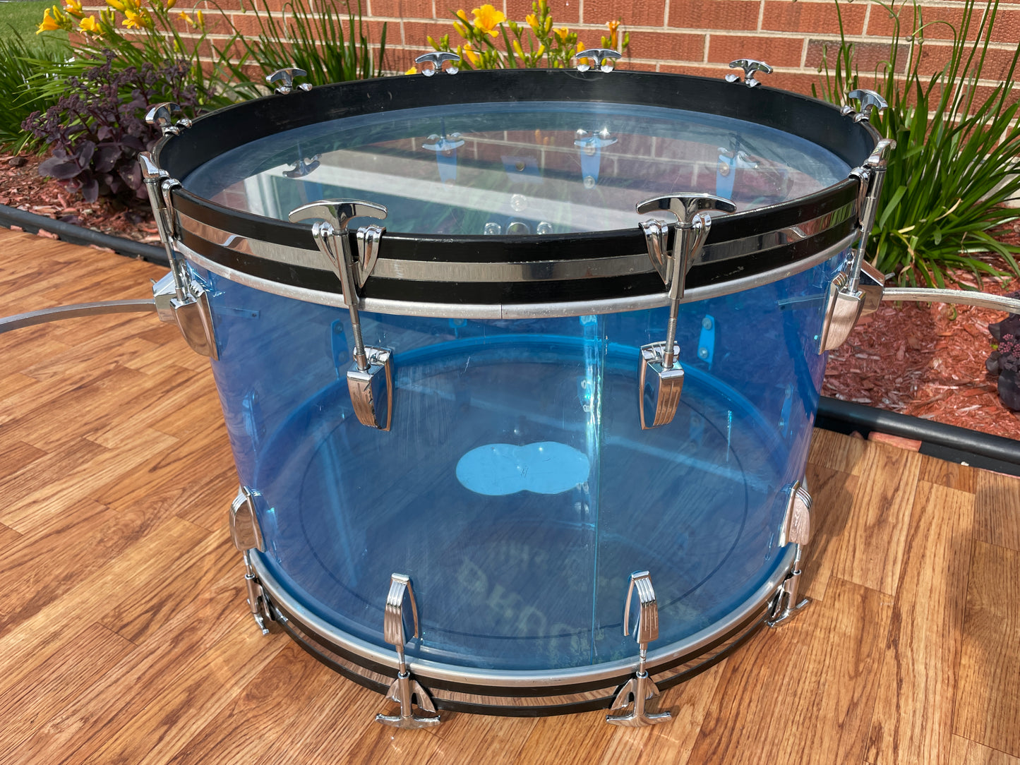1970s Ludwig 14x24 Blue Vistalite Bass Drum