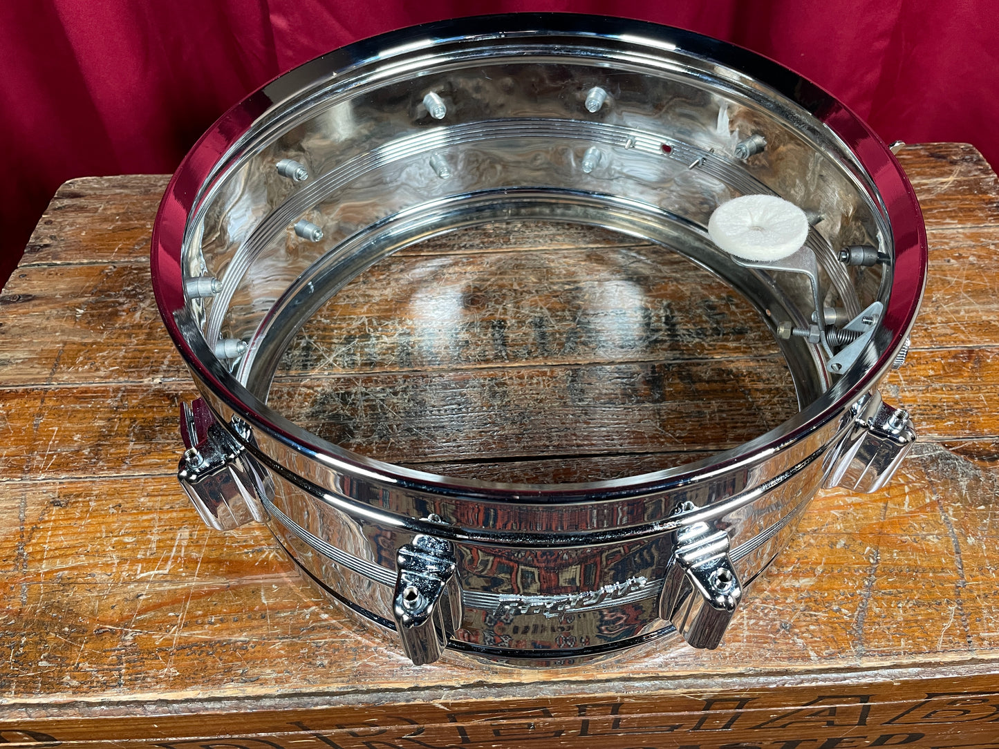 1970s Rogers 6.5x14 Chrome Over Brass Dynasonic Snare Drum