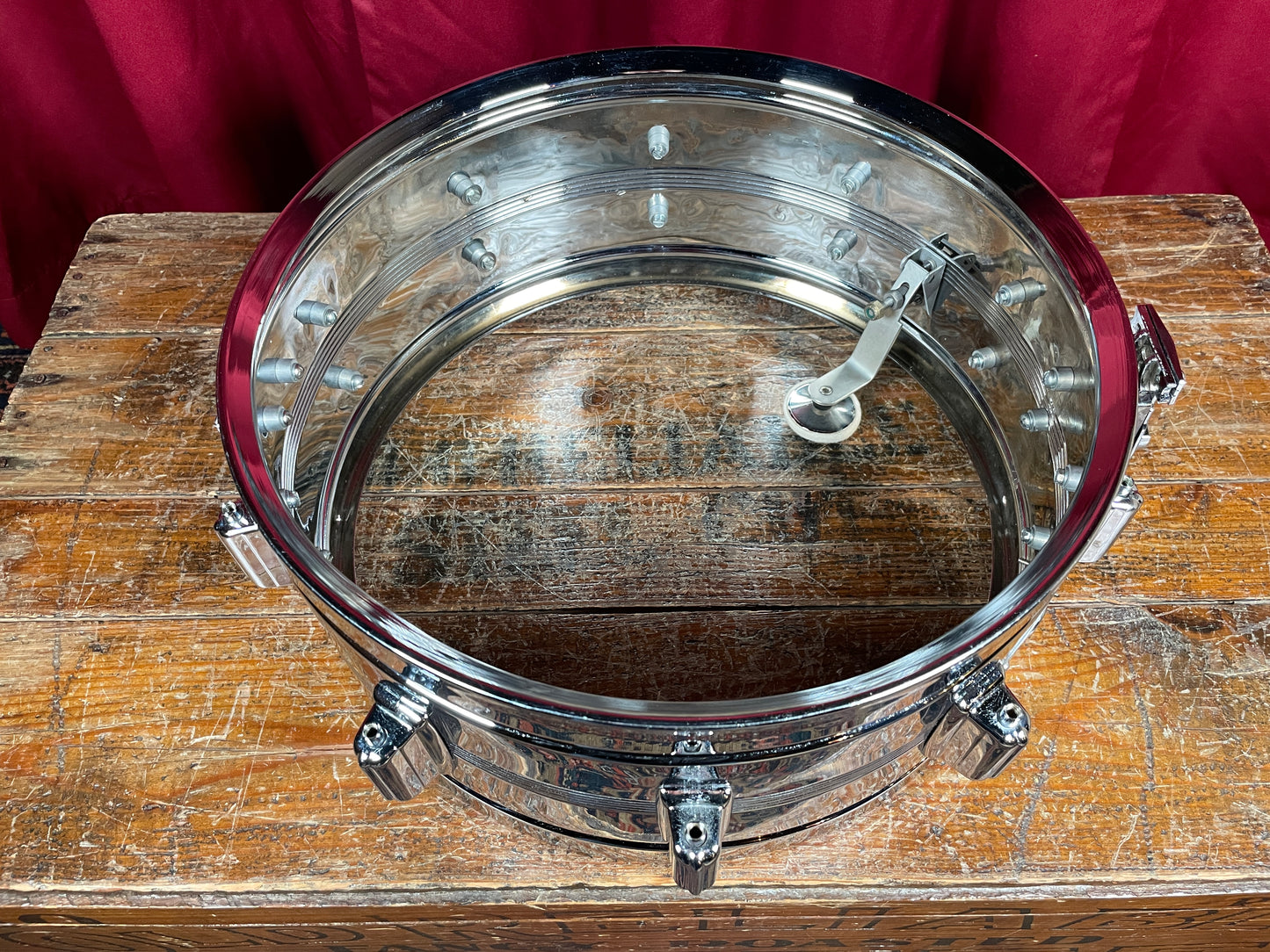 1970s Rogers 6.5x14 Chrome Over Brass Dynasonic Snare Drum
