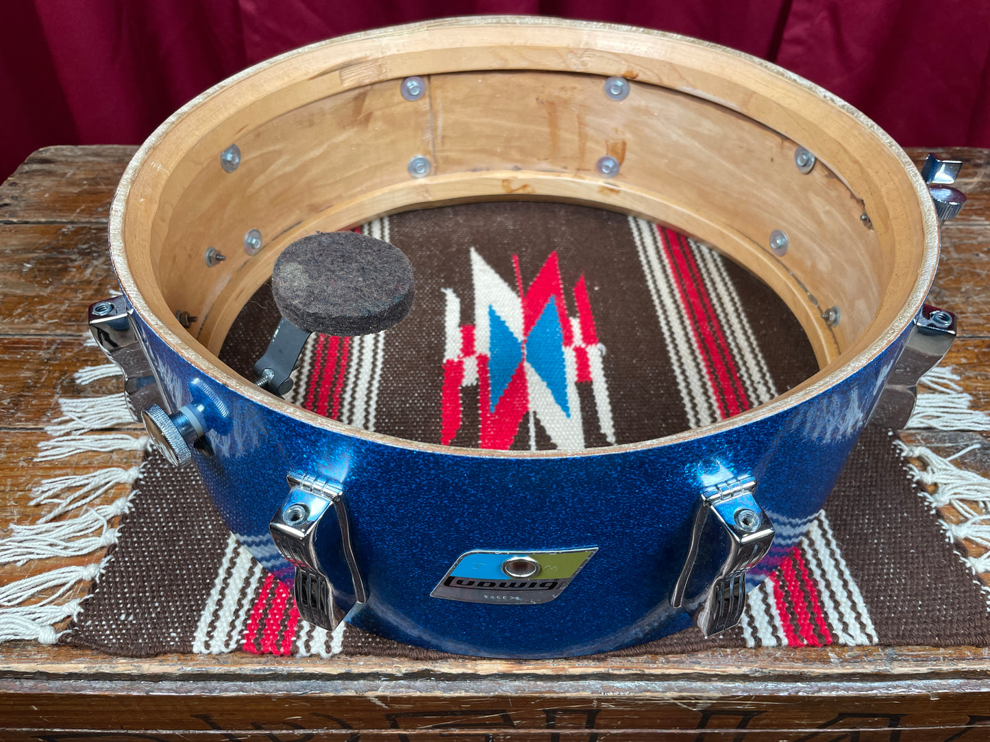 1970s Ludwig 5x14 Jazz Festival No. 908P Snare Drum Blue Sparkle