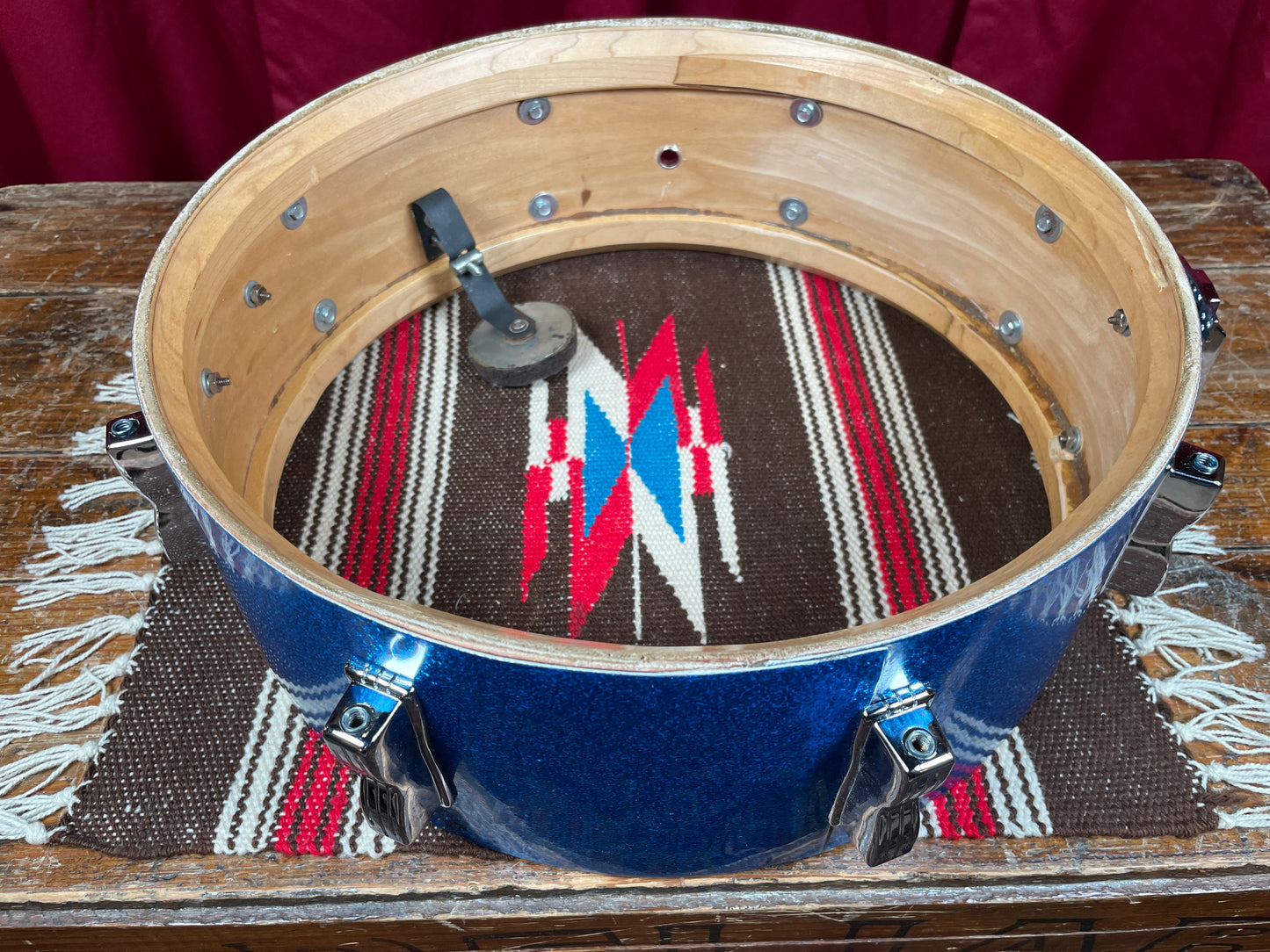 1970s Ludwig 5x14 Jazz Festival No. 908P Snare Drum Blue Sparkle