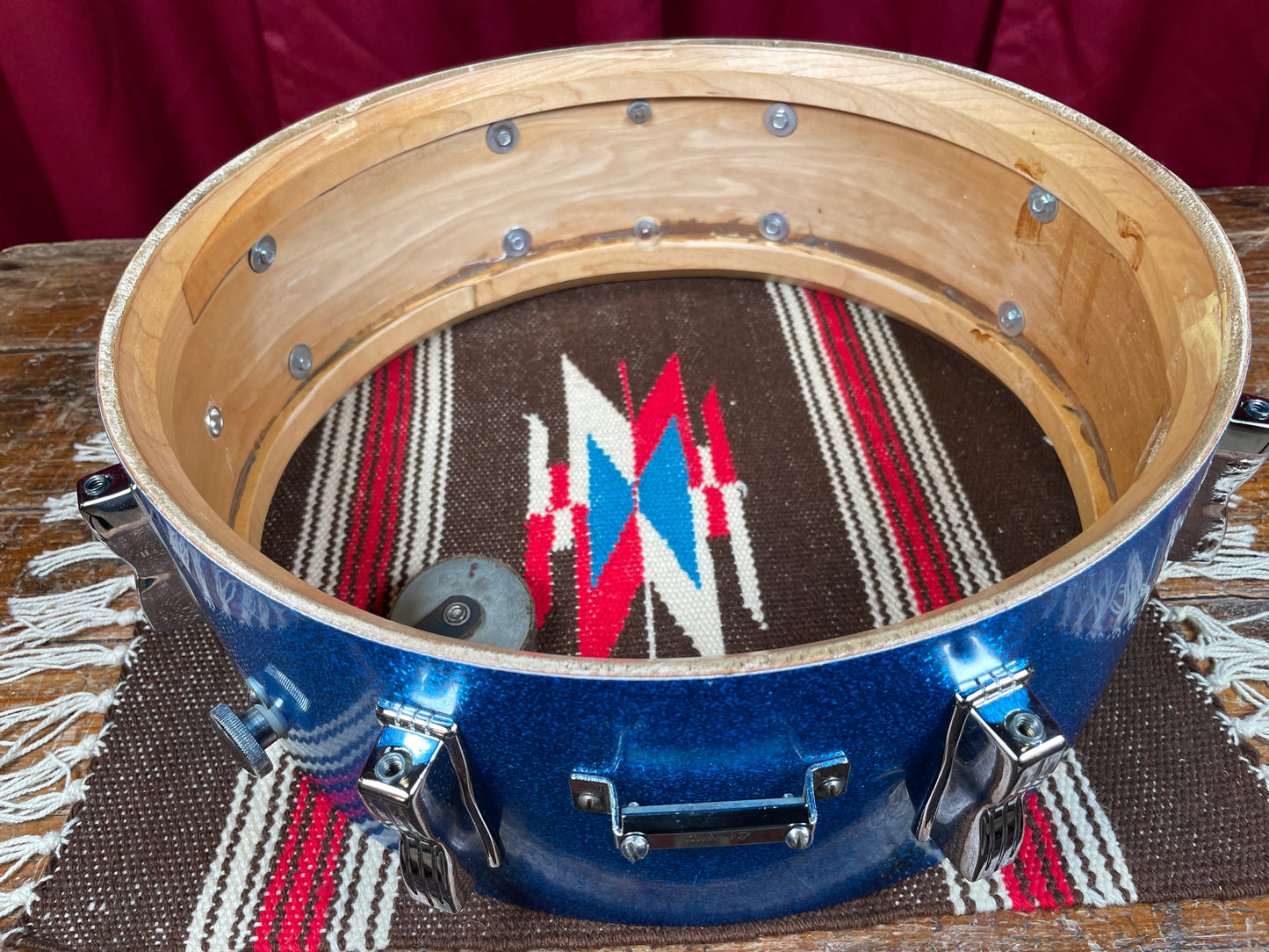 1970s Ludwig 5x14 Jazz Festival No. 908P Snare Drum Blue Sparkle