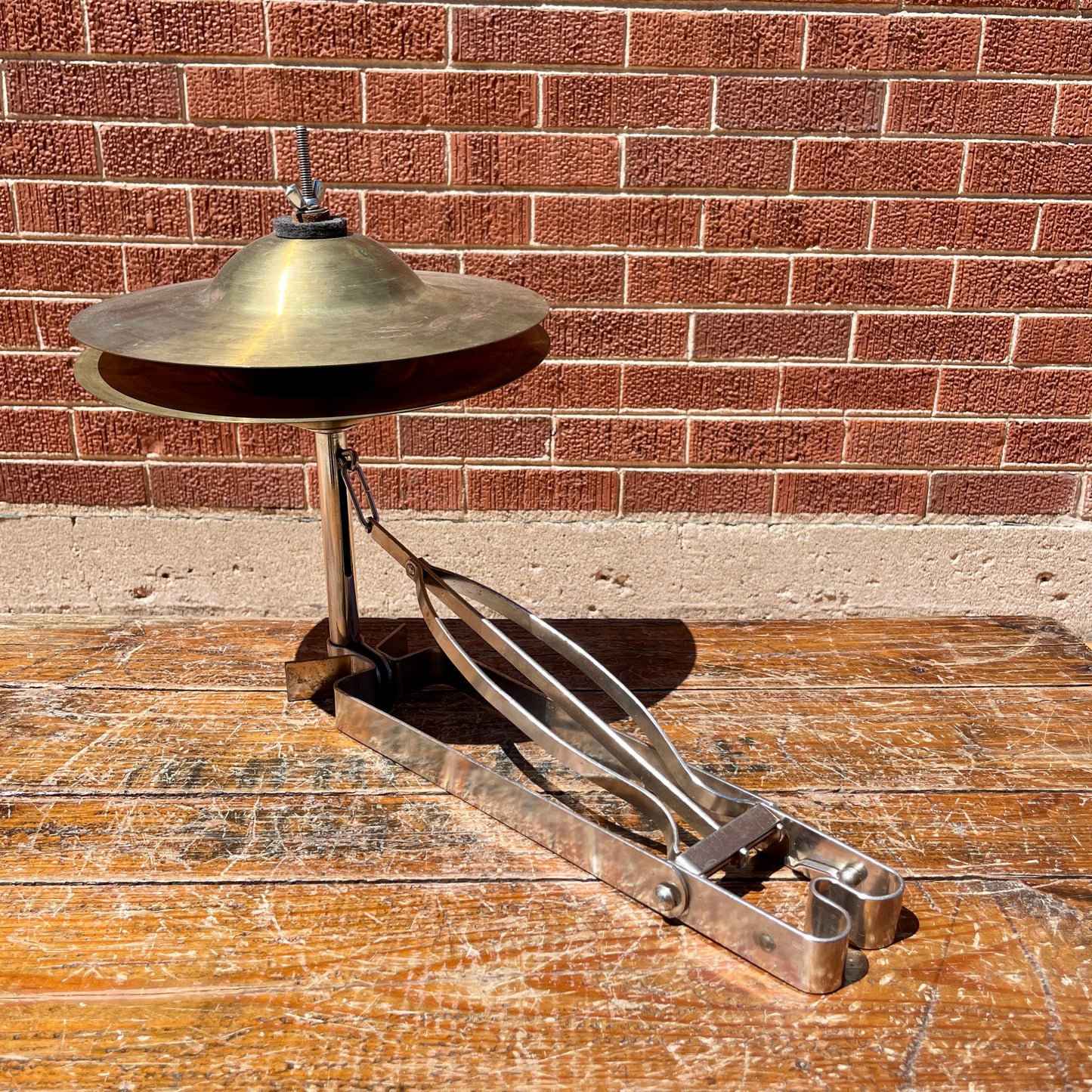 1920s Leedy Low Boy Sock Cymbal Pedal No. 271 w/ 10" Leedy Deep Cup Cymbals