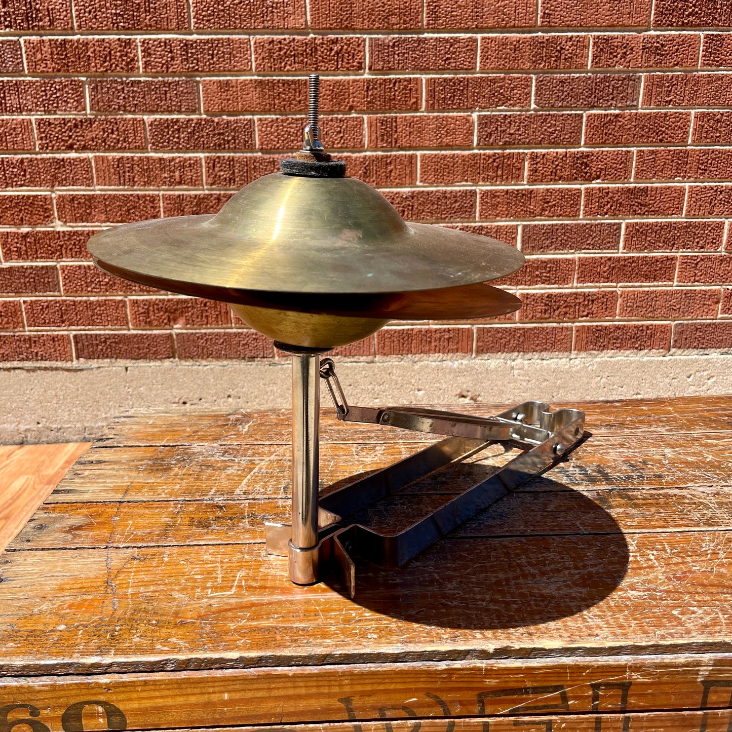 1920s Leedy Low Boy Sock Cymbal Pedal No. 271 w/ 10" Leedy Deep Cup Cymbals