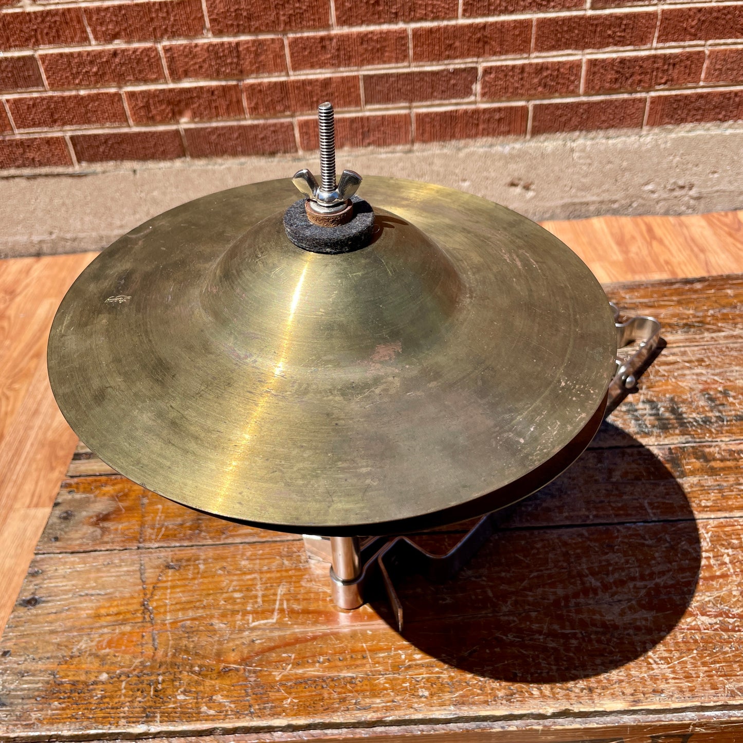 1920s Leedy Low Boy Sock Cymbal Pedal No. 271 w/ 10" Leedy Deep Cup Cymbals