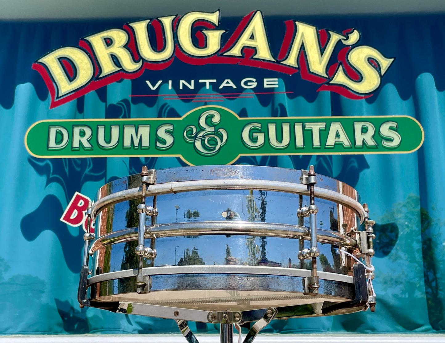 1920s Ludwig & Ludwig 5x15 Theatre Model 2 Pc. Brass Snare Drum NOB