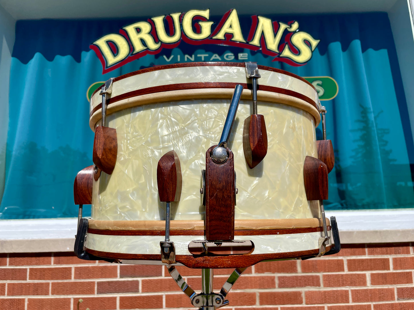 1940s Slingerland Rolling Bomber Drum Set 26/13/14/16 w/ 7x14 Snare White Marine Pearl *Video Demo*