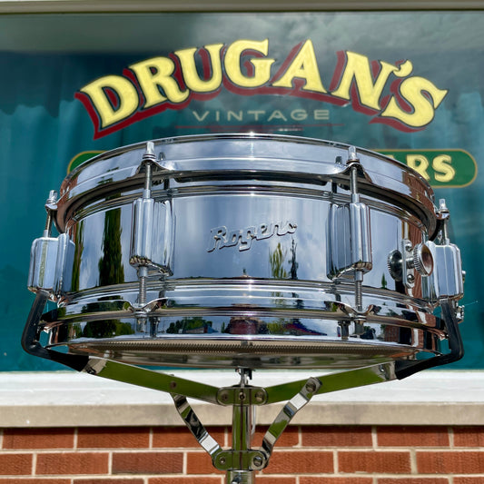 1960s Rogers 5x14 Powertone Chrome Over Brass Snare Drum COB Fullerton
