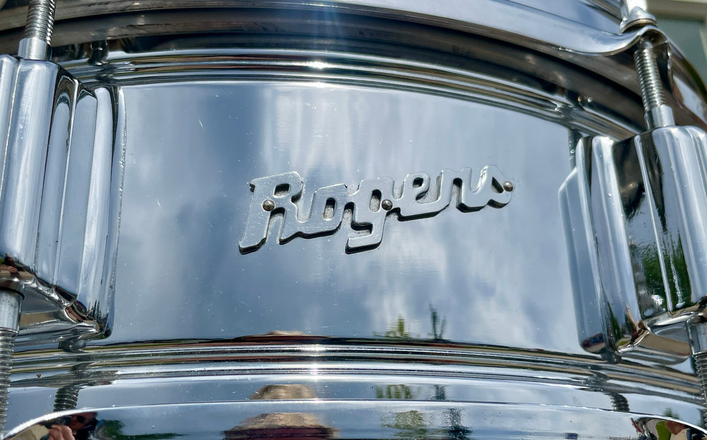 1960s Rogers 5x14 Powertone Chrome Over Brass Snare Drum COB Fullerton