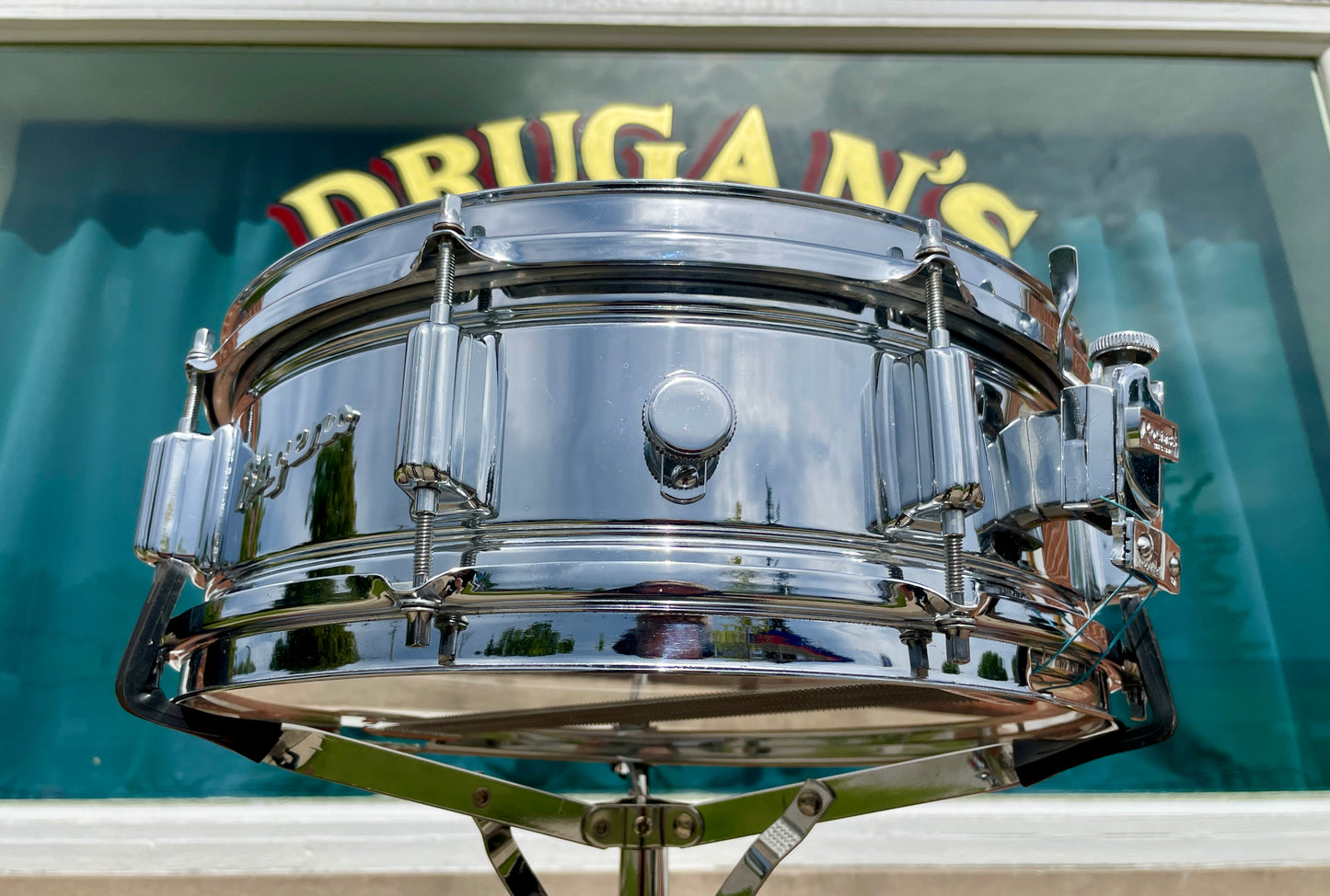 1960s Rogers 5x14 Powertone Chrome Over Brass Snare Drum COB Fullerton