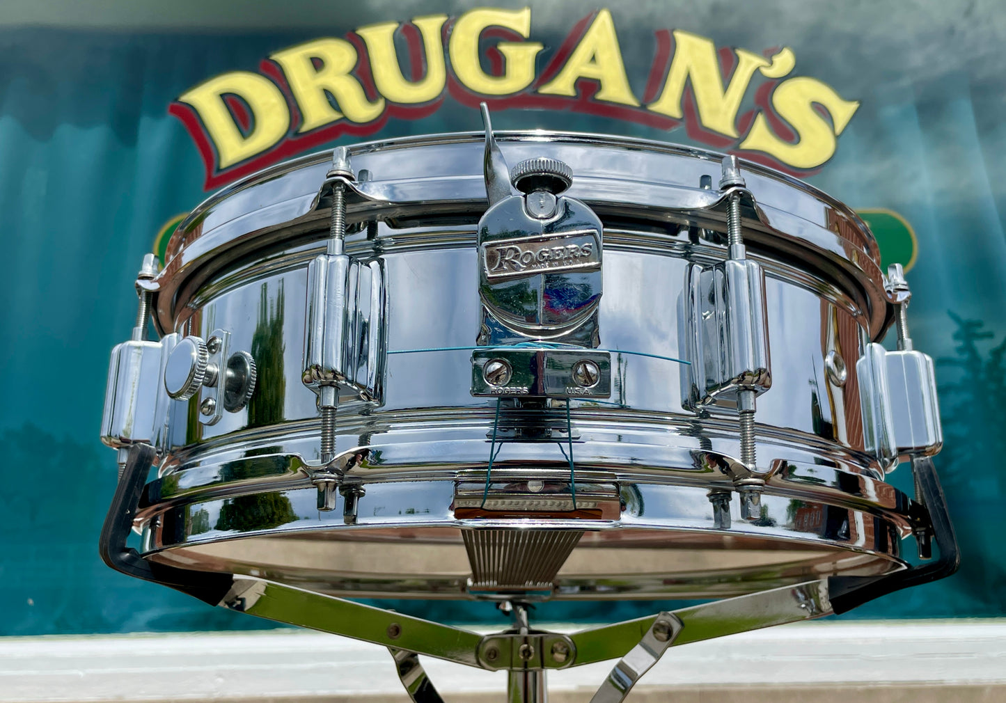 1960s Rogers 5x14 Powertone Chrome Over Brass Snare Drum COB Fullerton