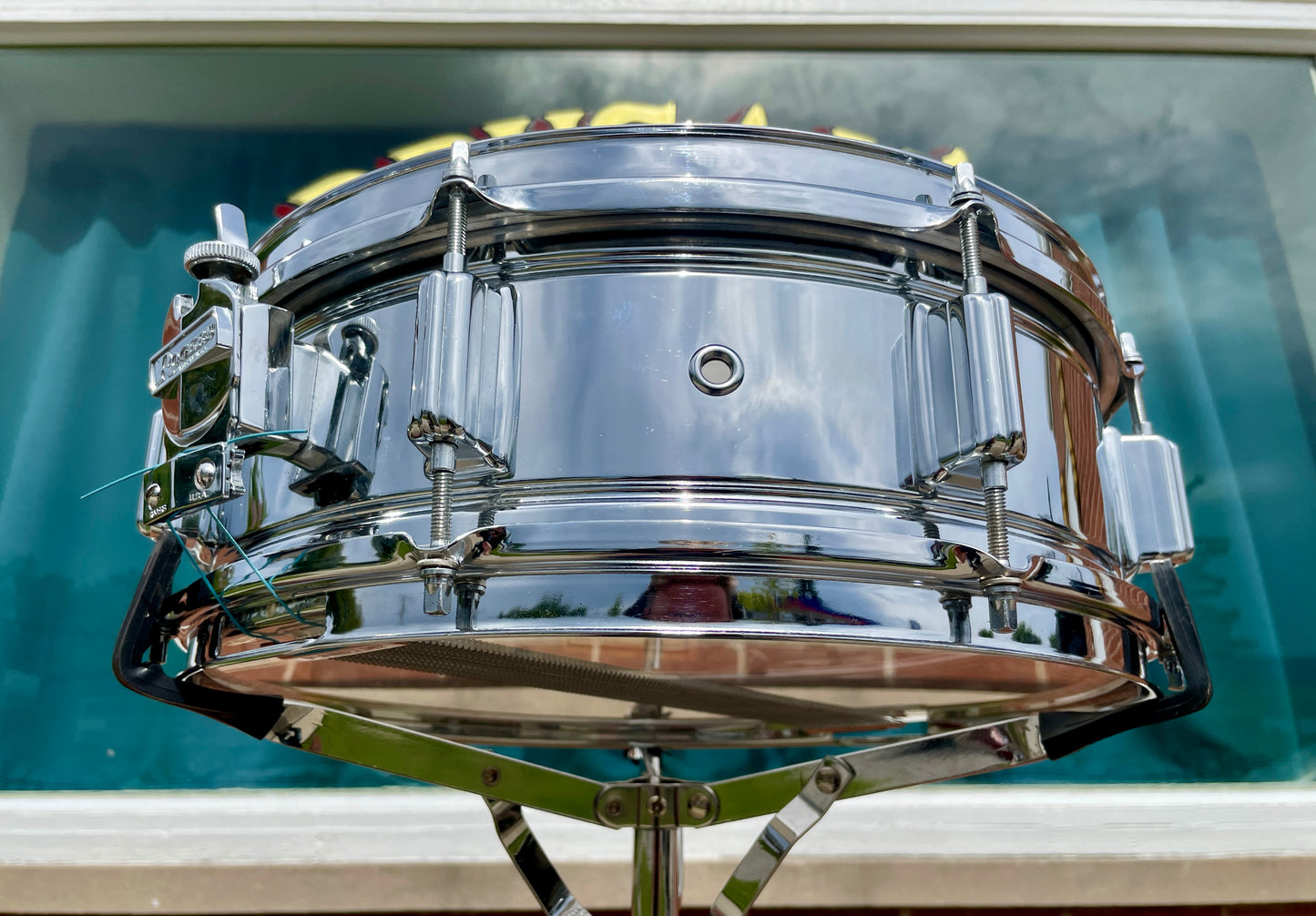1960s Rogers 5x14 Powertone Chrome Over Brass Snare Drum COB Fullerton