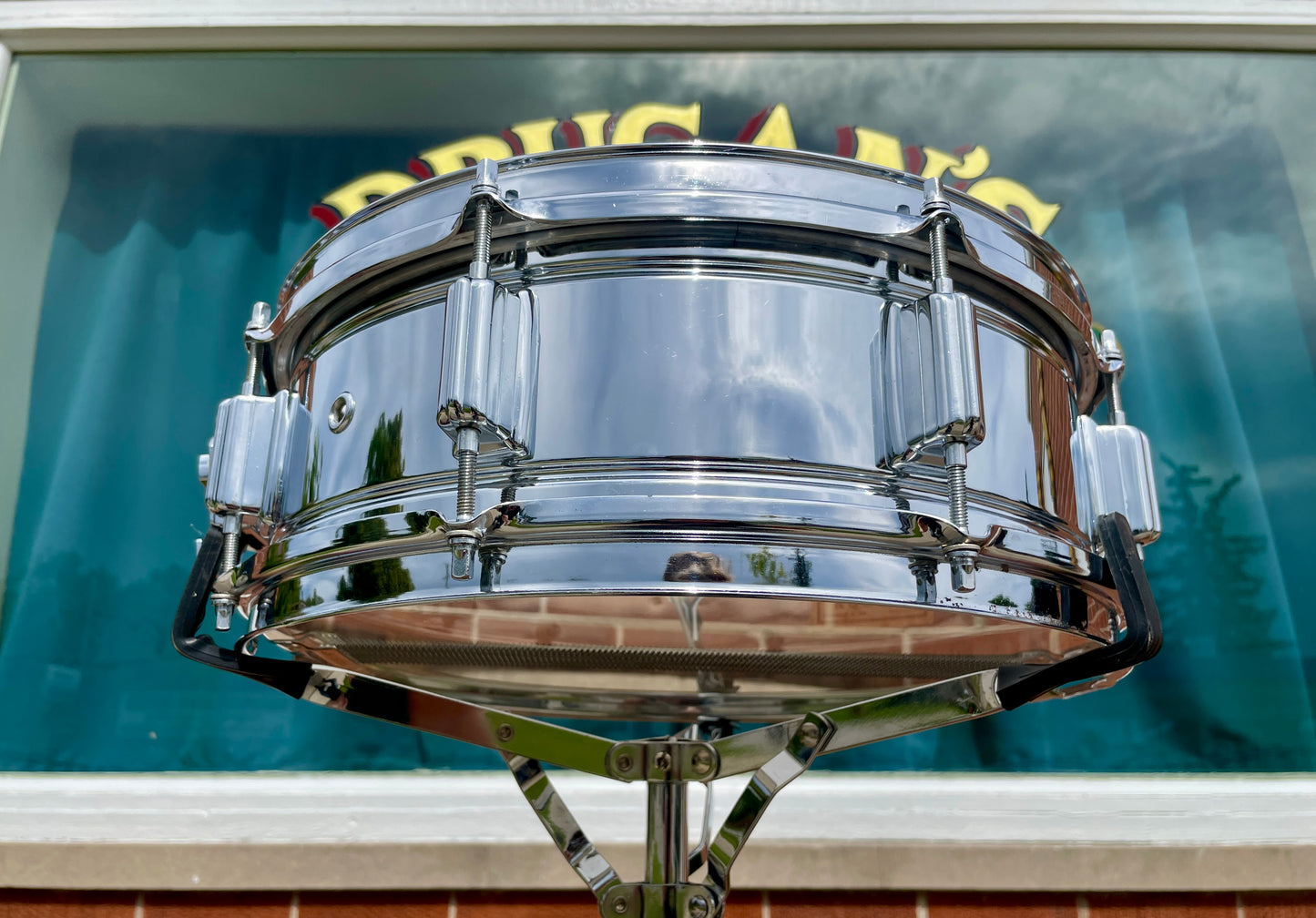 1960s Rogers 5x14 Powertone Chrome Over Brass Snare Drum COB Fullerton