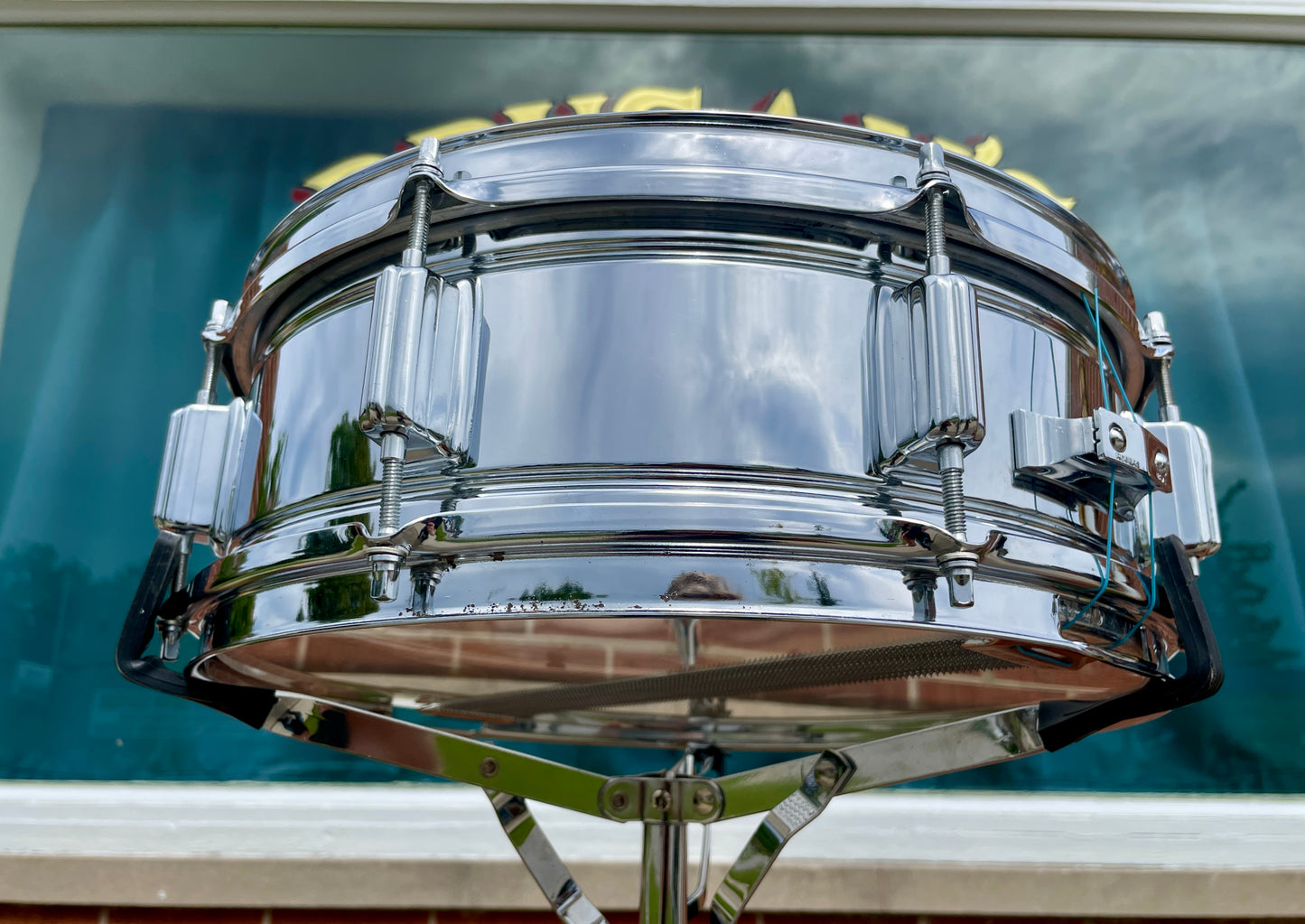 1960s Rogers 5x14 Powertone Chrome Over Brass Snare Drum COB Fullerton