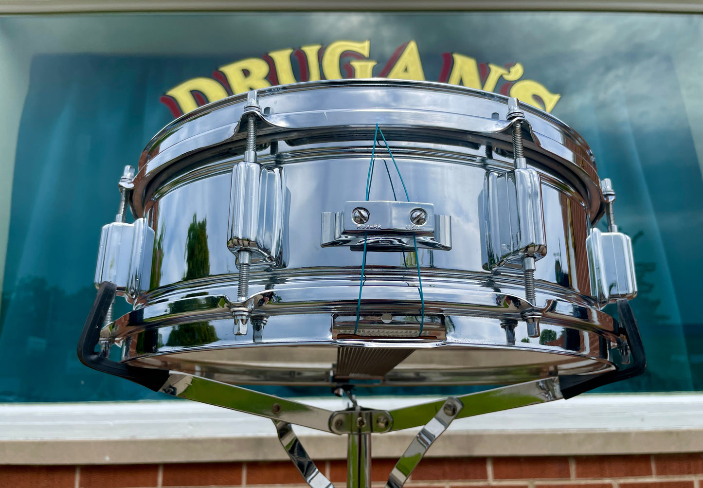 1960s Rogers 5x14 Powertone Chrome Over Brass Snare Drum COB Fullerton