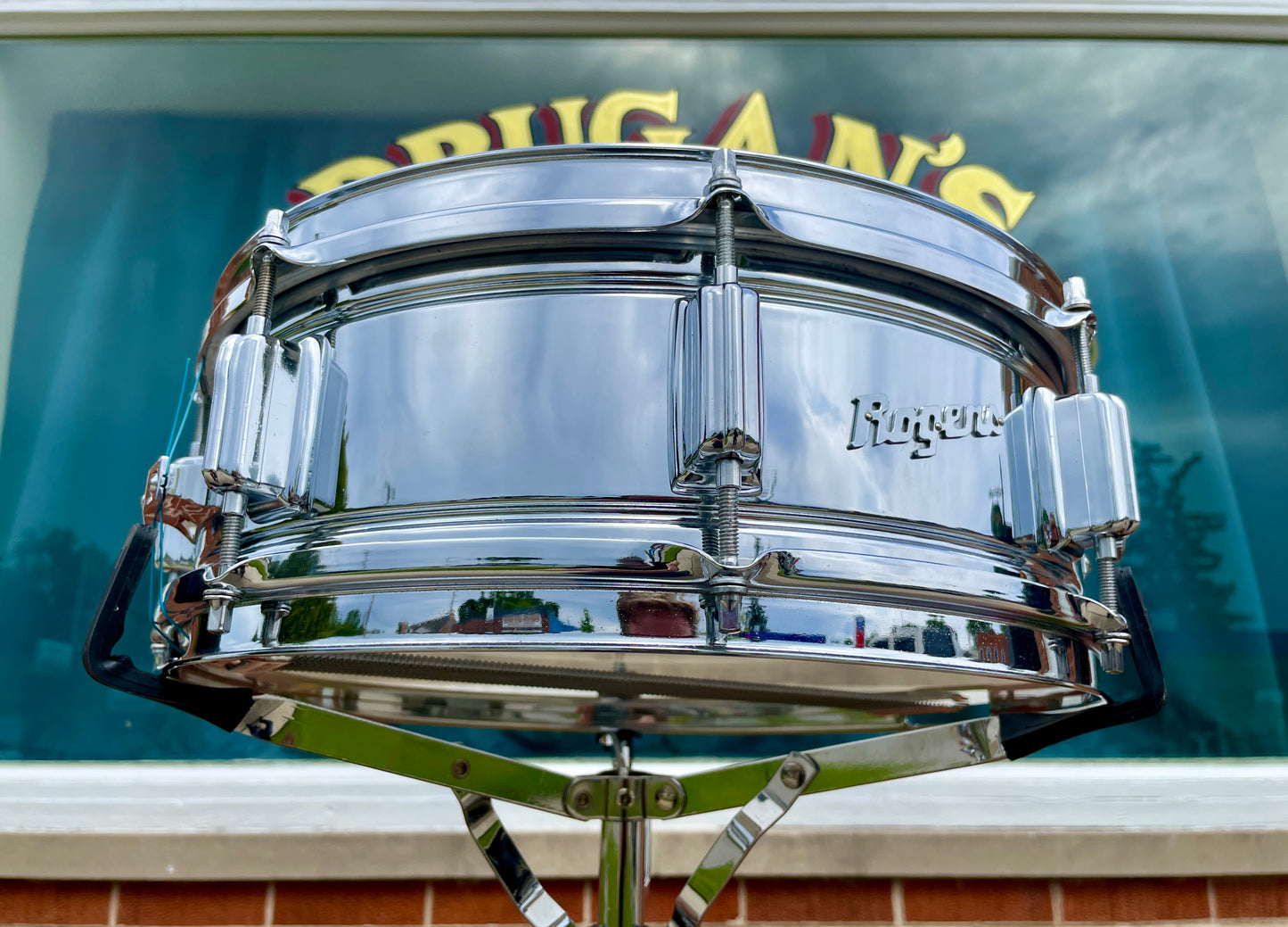 1960s Rogers 5x14 Powertone Chrome Over Brass Snare Drum COB Fullerton