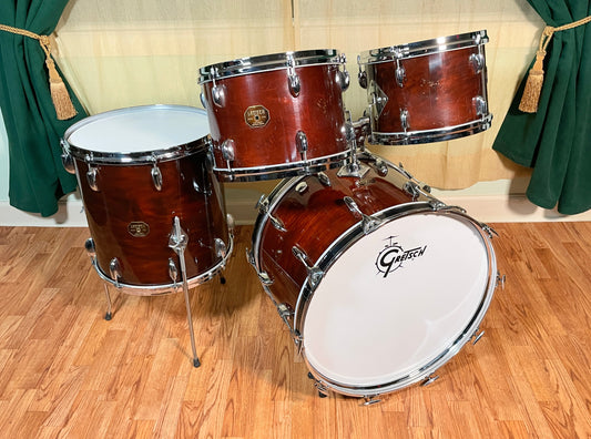 1970s Gretsch Stop Sign Badge Drum Set Mahogany Lacquer 22/12/13/16