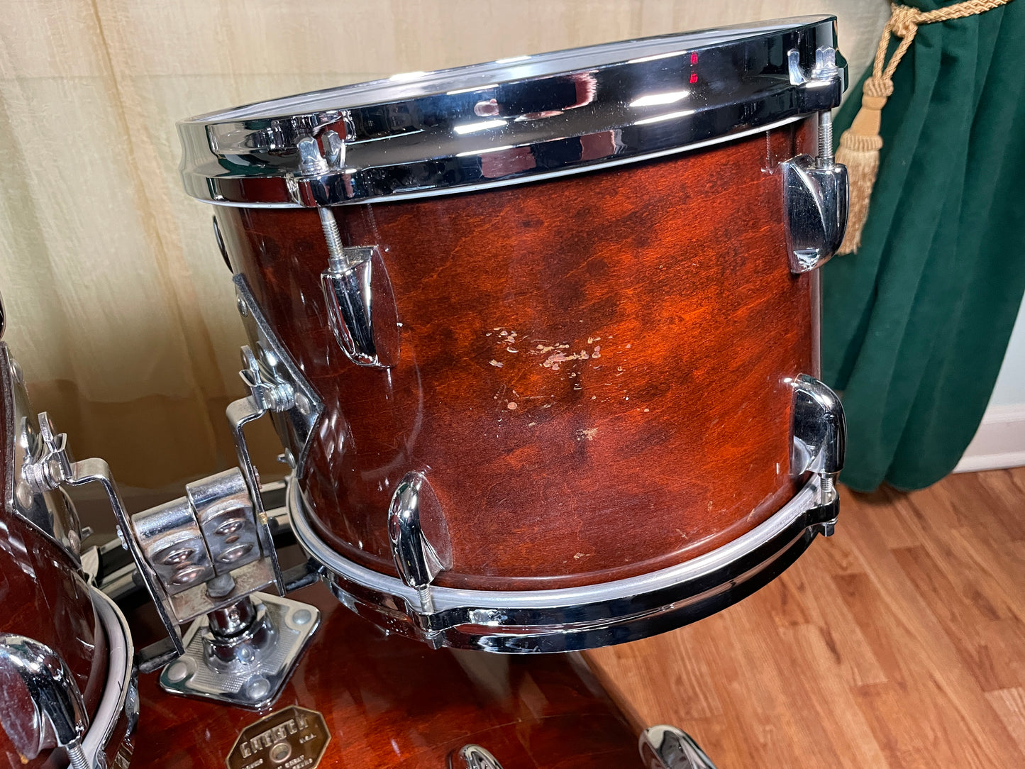 1970s Gretsch Stop Sign Badge Drum Set Mahogany Lacquer 22/12/13/16