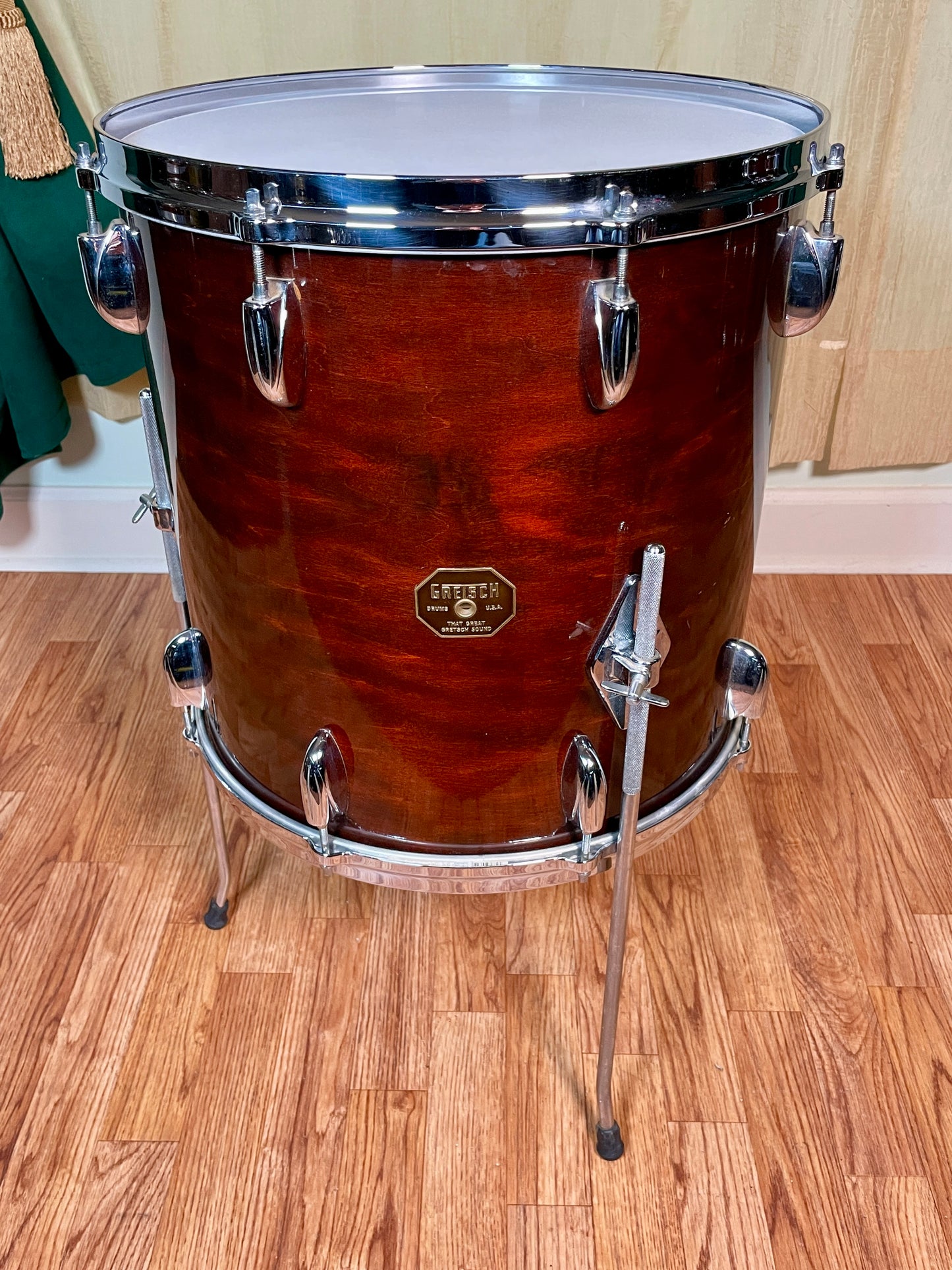 1970s Gretsch Stop Sign Badge Drum Set Mahogany Lacquer 22/12/13/16