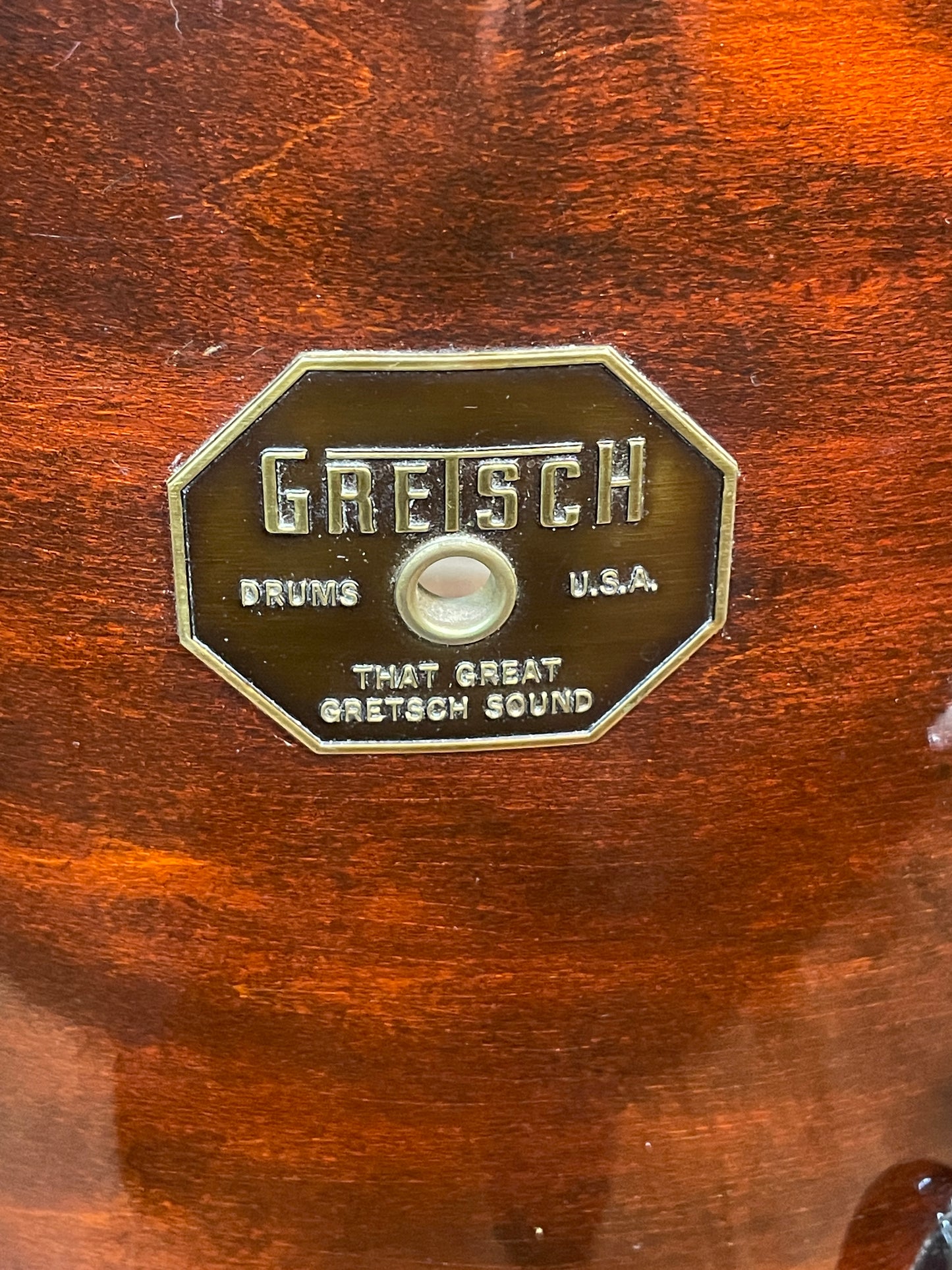 1970s Gretsch Stop Sign Badge Drum Set Mahogany Lacquer 22/12/13/16
